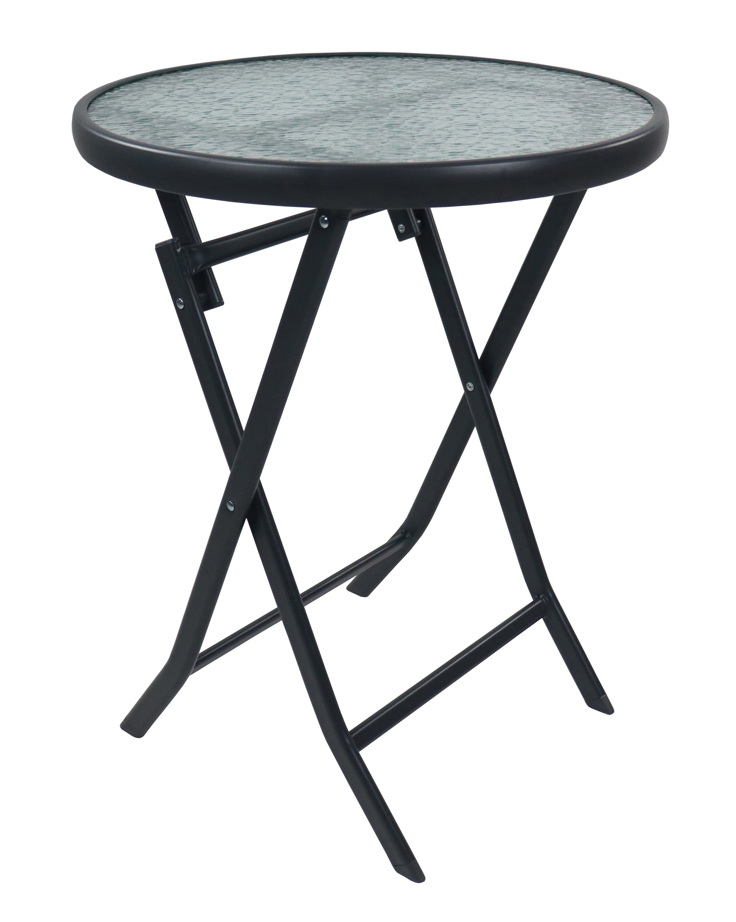 VCM Gartentisch rund &Oslash; 55 cm, Metall Tisch mit Glasplatte, klappbar, wetterbest&auml;ndig, Balkontisch f&uuml;r den Garten oder Terrasse Outdoor &ndash; Sonlas - Bild 1