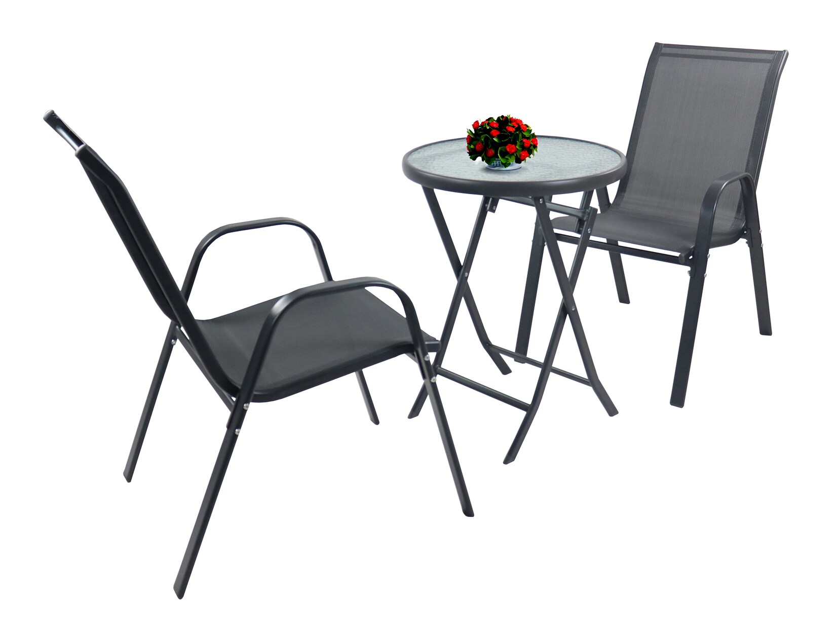 VCM Garten-Essgruppe "3tlg Balkonset Gartenmöbel Stapelstühle Set Sonlas" 3 tlg.