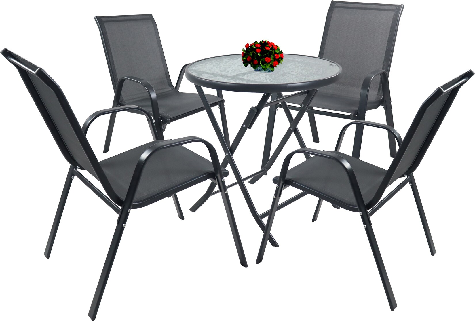 VCM 5-tlg Gartenmöbel Set   Sitzgruppe Essgruppe   1xTisch, 4x Stühle   Tisch Maße ca. H. 89 x B. 70 x T. 70 cm   Garten Set – Sonlas | 04051814442643