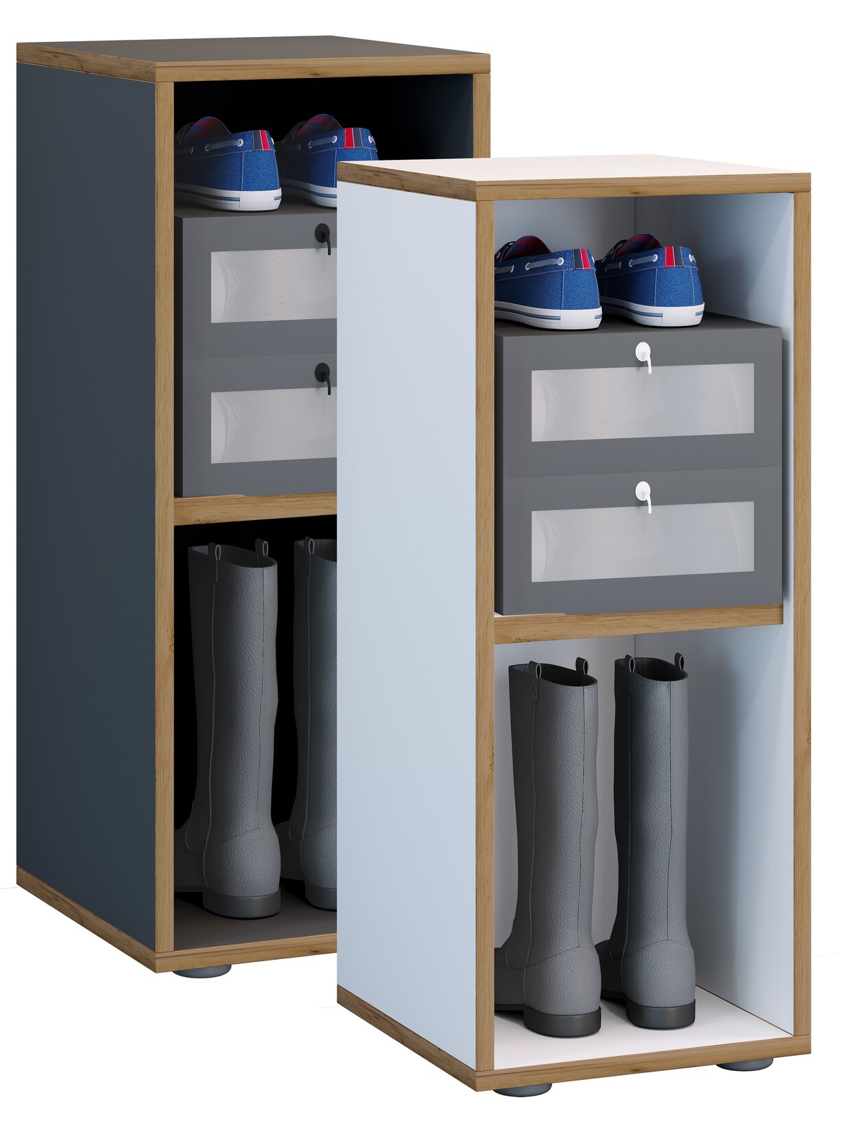 VCM Holzregal stehend platzsparender Aktenschrank Maße ca. H. 74 x B. 30 x T. 33 cm Elegantes Regal Büroregal – Salia 2fach B. 30 cm