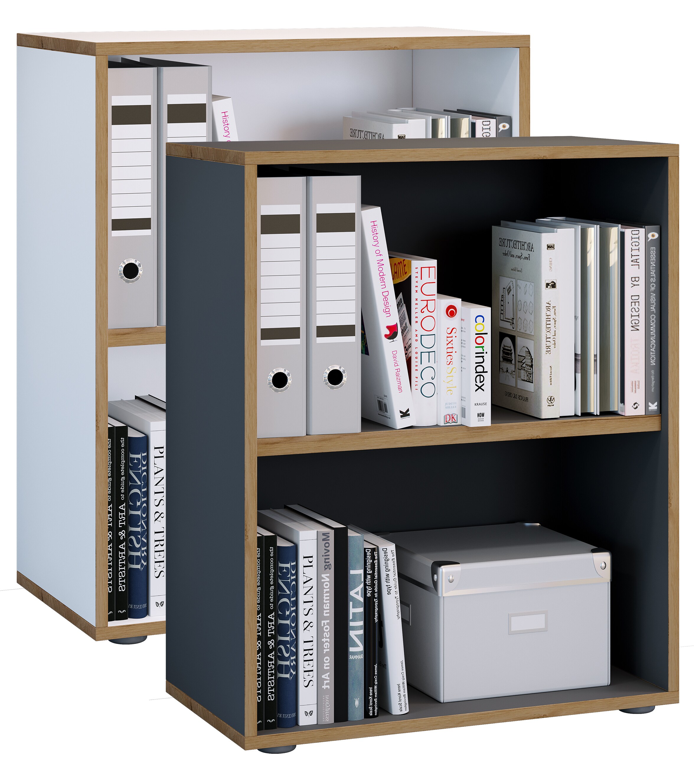 VCM Holzregal stehend | platzsparender Aktenschrank | Ma&szlig;e ca. H. 74 x B. 60 x T. 33 cm | Elegantes Regal | B&uuml;roregal &ndash; Salia 2fach B. 60 cm - Bild 1