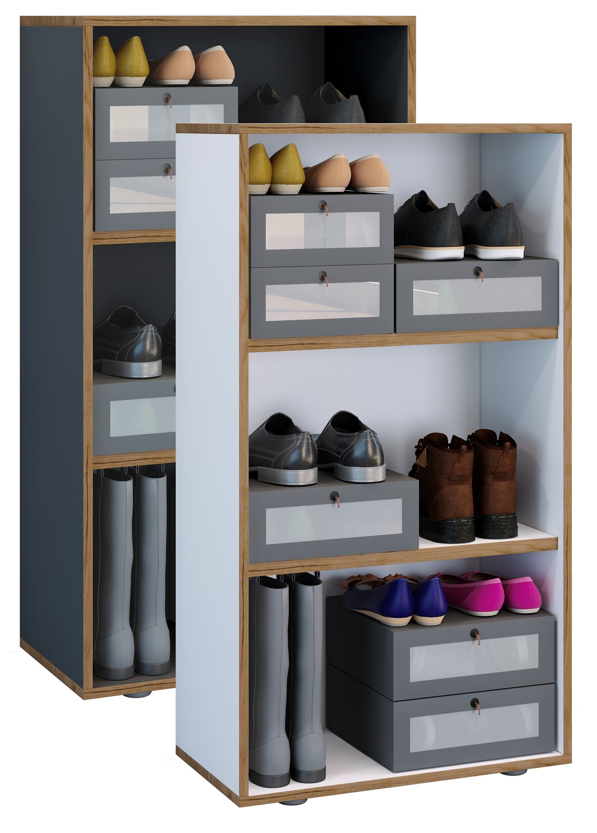 VCM Holzregal stehend platzsparender Aktenschrank Maße ca. H. 110 x B. 60 x T. 33 cm Elegantes Regal Büroregal – Salia 3fach B. 60 cm