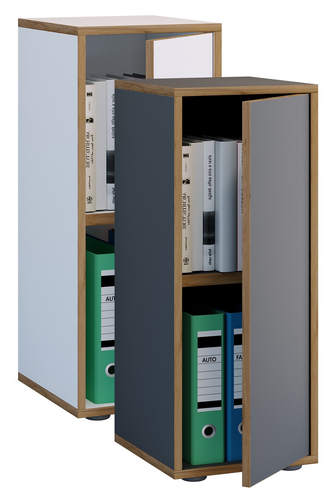 VCM Holz Büroschrank Ordner Aktenschrank Büromöbel Schrank Salia 2-fach Breite 30 cm Drehtür
