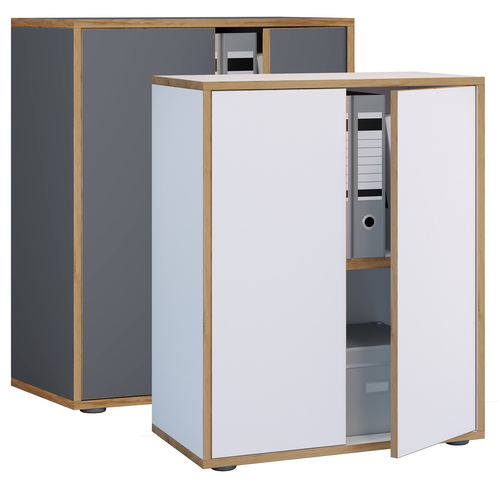 VCM Holz Büroschrank Ordner Aktenschrank Büromöbel Schrank Salia 2-fach Breite 60 cm Drehtüren | 04051814443978