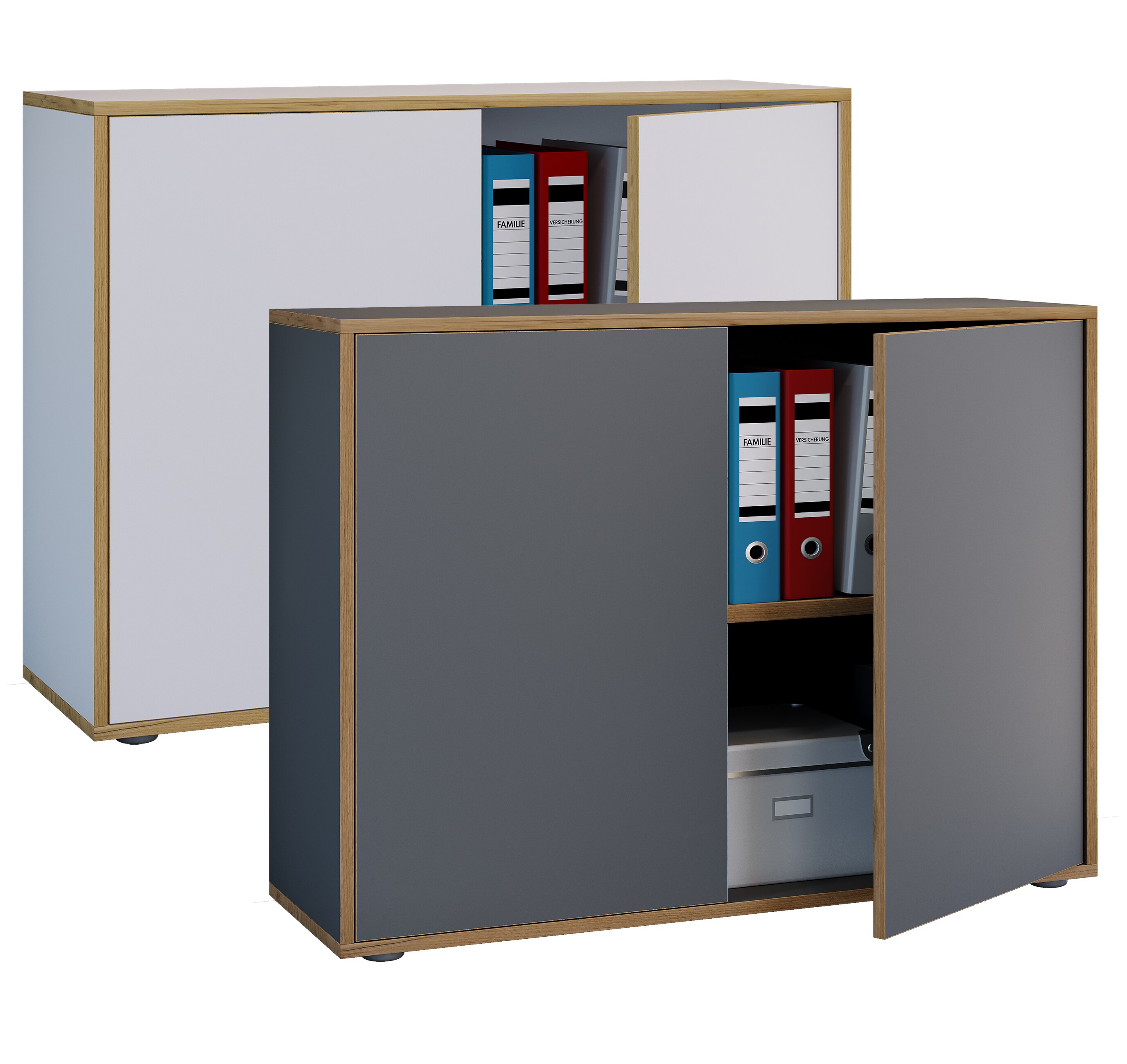 VCM Holz B&uuml;roschrank Ordner Aktenschrank B&uuml;rom&ouml;bel Schrank Salia 2-fach Breite 100 cm Dreht&uuml;ren - Bild 1