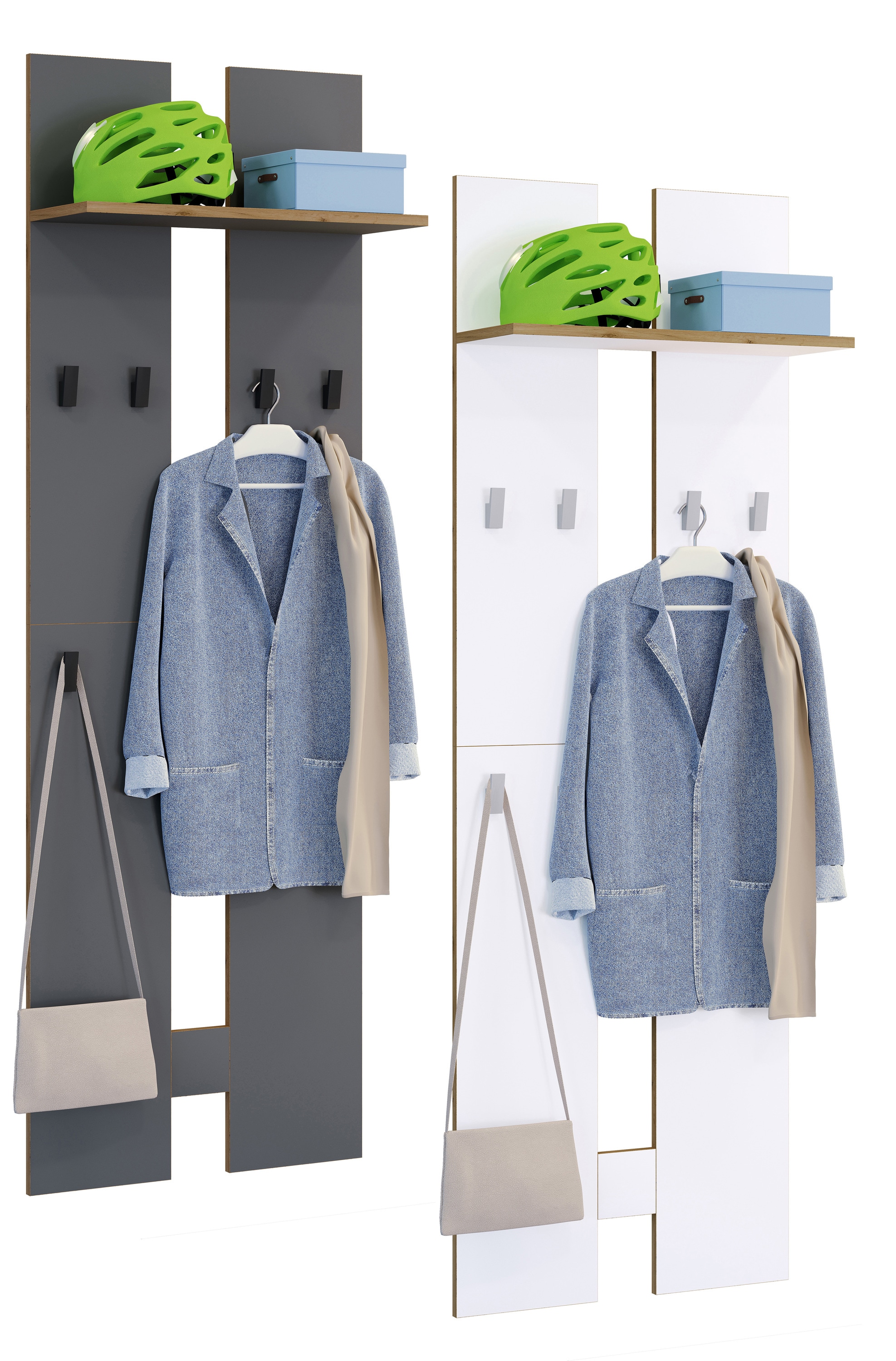 VCM Holz Garderoben-Set | Dielenm&ouml;bel | Ma&szlig;e pro Paneel: H. 170 x B. 57 x T. 20 cm | pro Paneel 4 Haken | praktische Hutablage - Salia L - Bild 1