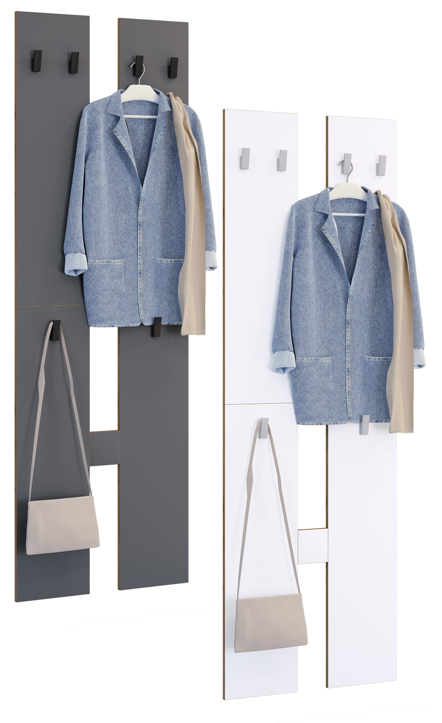 VCM Holz Garderoben-Set | Dielenm&ouml;bel | Ma&szlig;e pro Paneel: H. 140 x B. 57 x T. 2 cm | ja Paneel 4 Haken - Salia M - Bild 1