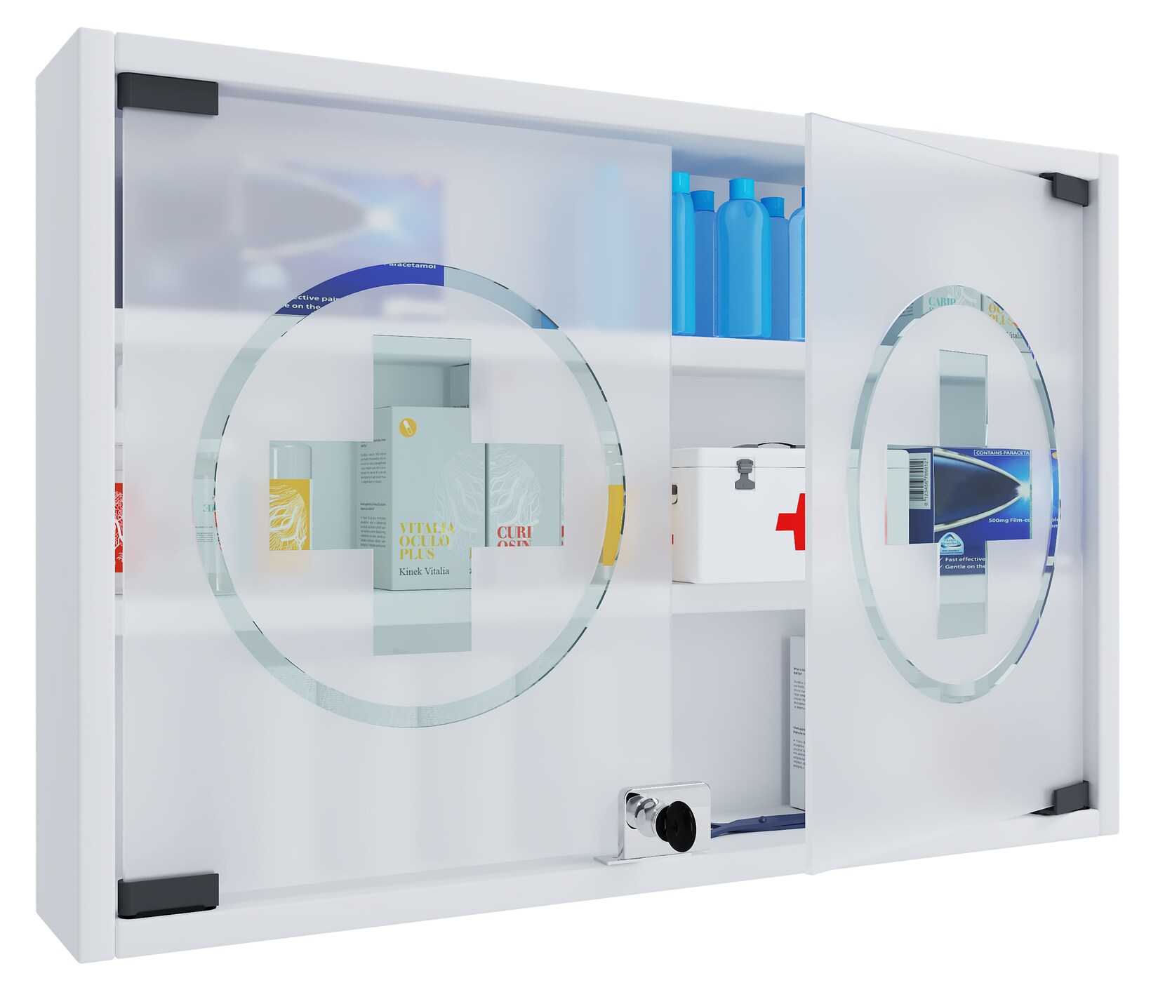 VCM Medizinschrank   Maße ca. H. 40 x B. 80 x T. 10 cm   Apothekerschrank abschließbar   hängend   Arzneischrank – Hustila L | 04051814444562
