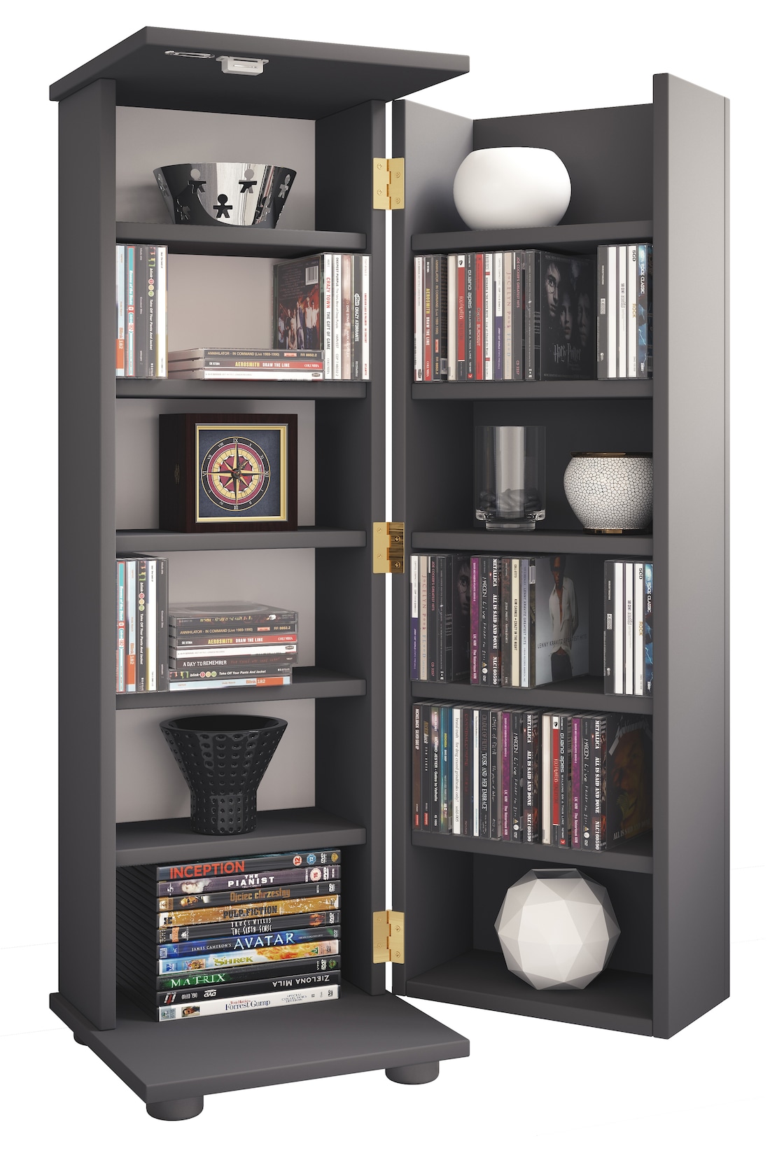 VCM Holz CD DVD Stand Regal platzsparender CD Schrank mit abschließbarer Holztür für 300 CDs oder 130 DVDs oder 72-Videos Maße: H. 93 x B. …