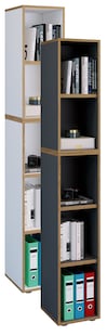 VCM Holzregal stehend | platzsparender Aktenschrank | Maße ca. B. 30 x H. 183 x T. 33 cm | Elegantes Regal | Büroregal – Salia 5fach B. 30 cm - Bild 1