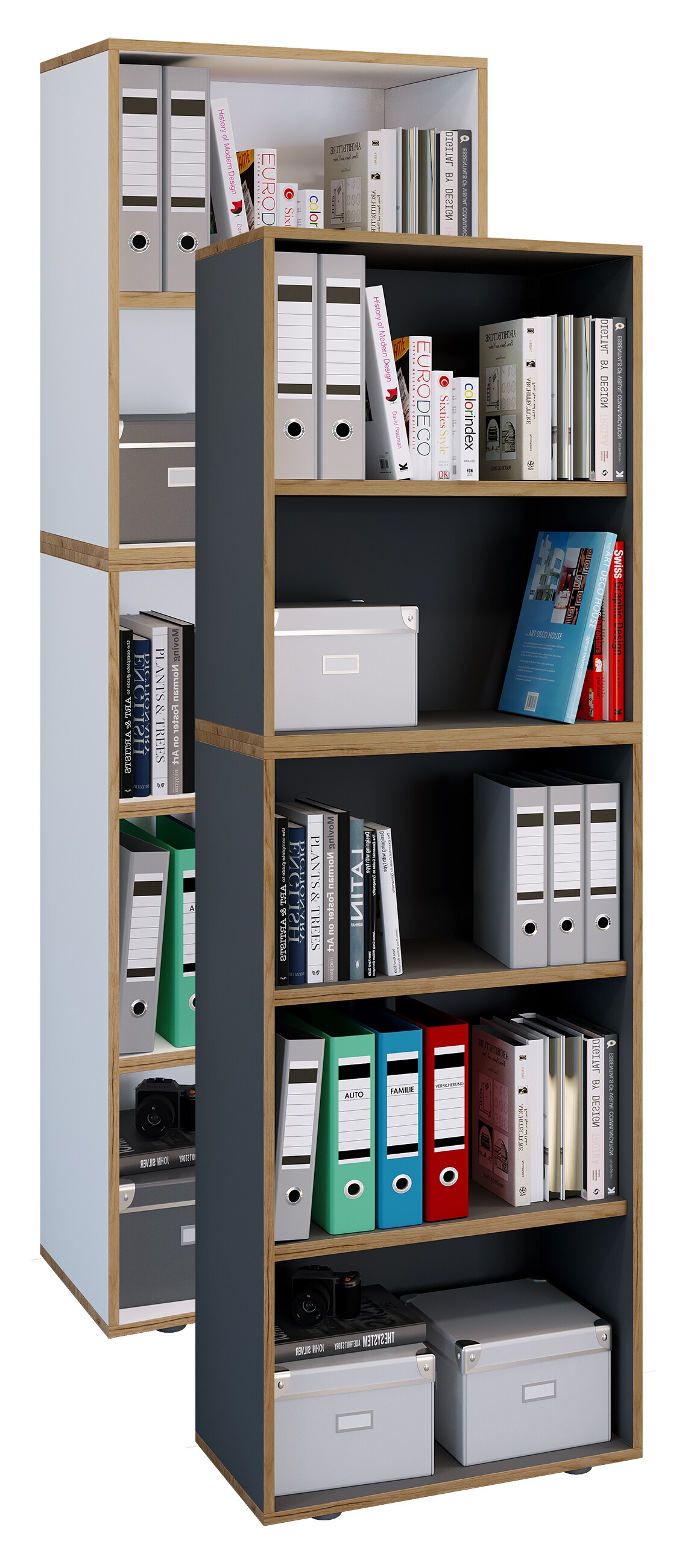 VCM Holzregal stehend | platzsparender Aktenschrank | Ma&szlig;e ca. B. 60 x H. 183 x T. 33 cm | Elegantes Regal | B&uuml;roregal &ndash; Salia 5fach B. 60 cm - Bild 1