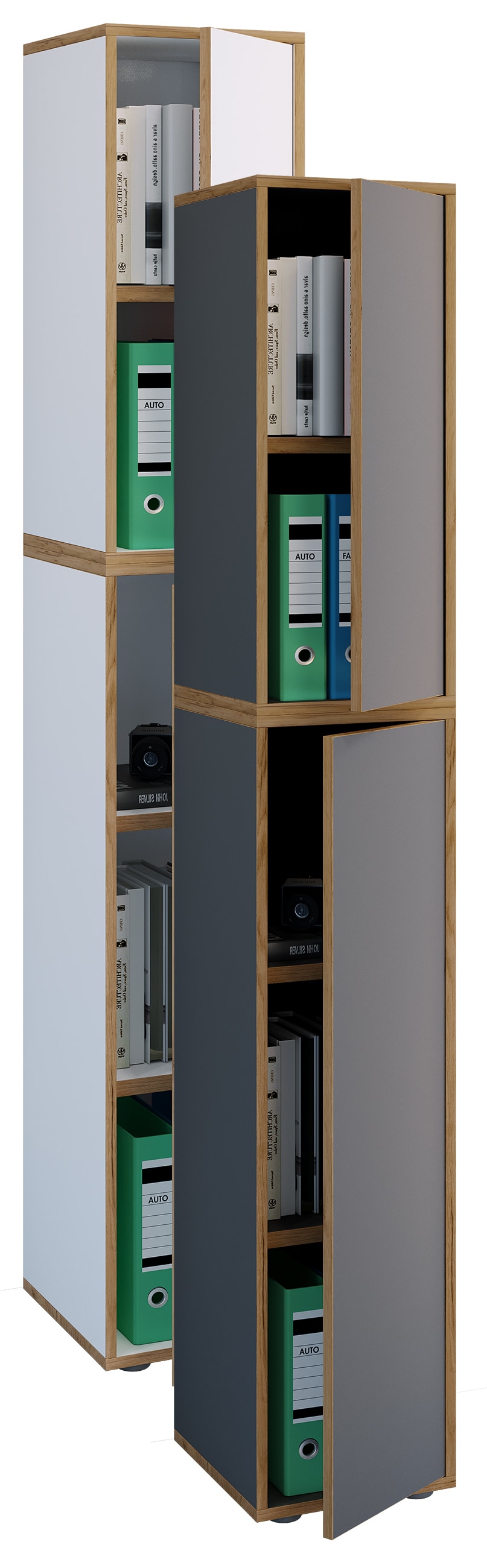 VCM Holz B&uuml;roschrank Ordner Aktenschrank B&uuml;rom&ouml;bel Schrank Salia 5-fach Breite 30 cm Dreht&uuml;r - Bild 1