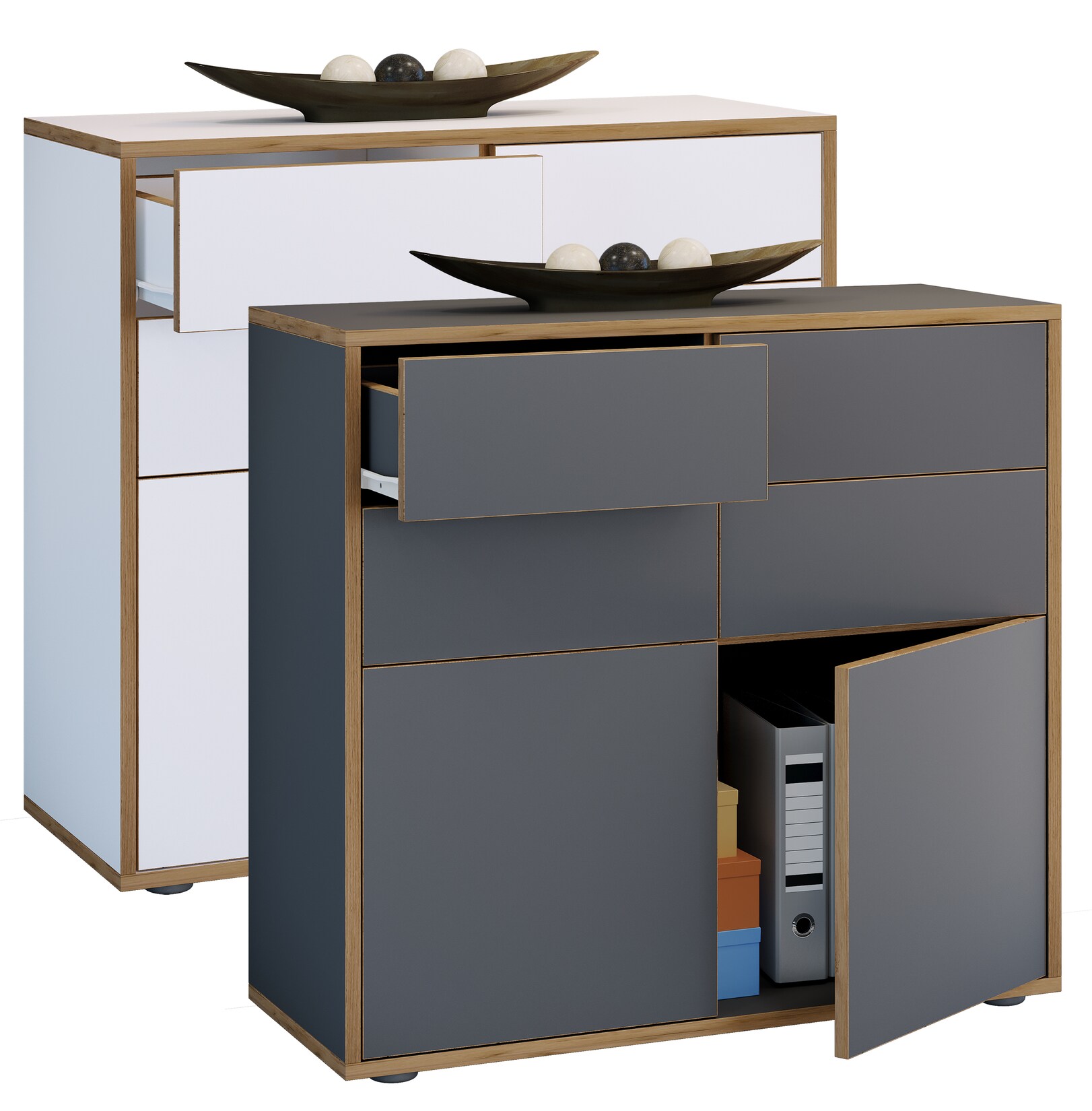 VCM Holz Kommode   Sideboard mit Drehtüren und Schubladen   Büromöbel   Maße ca H. 74 x B. 100 x T. 32cm – Salia | 04051814444906