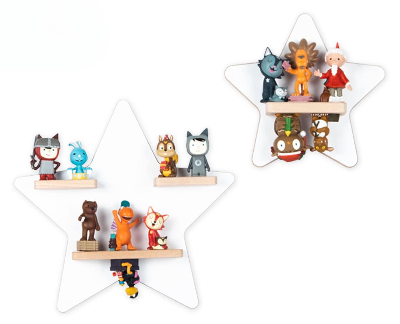 BOARTI Kinderregal Stern | h&auml;ngend f&uuml;r Tonie Figuren | platzsparendes Regal | Ma&szlig;e: H. 33 x B. 33 x T. 5 cm | Wandregal f&uuml;r Figuren Aufbewahrung mit Magneteins&auml;tzen | Aufbewahrungsregal Holz - Bild 1