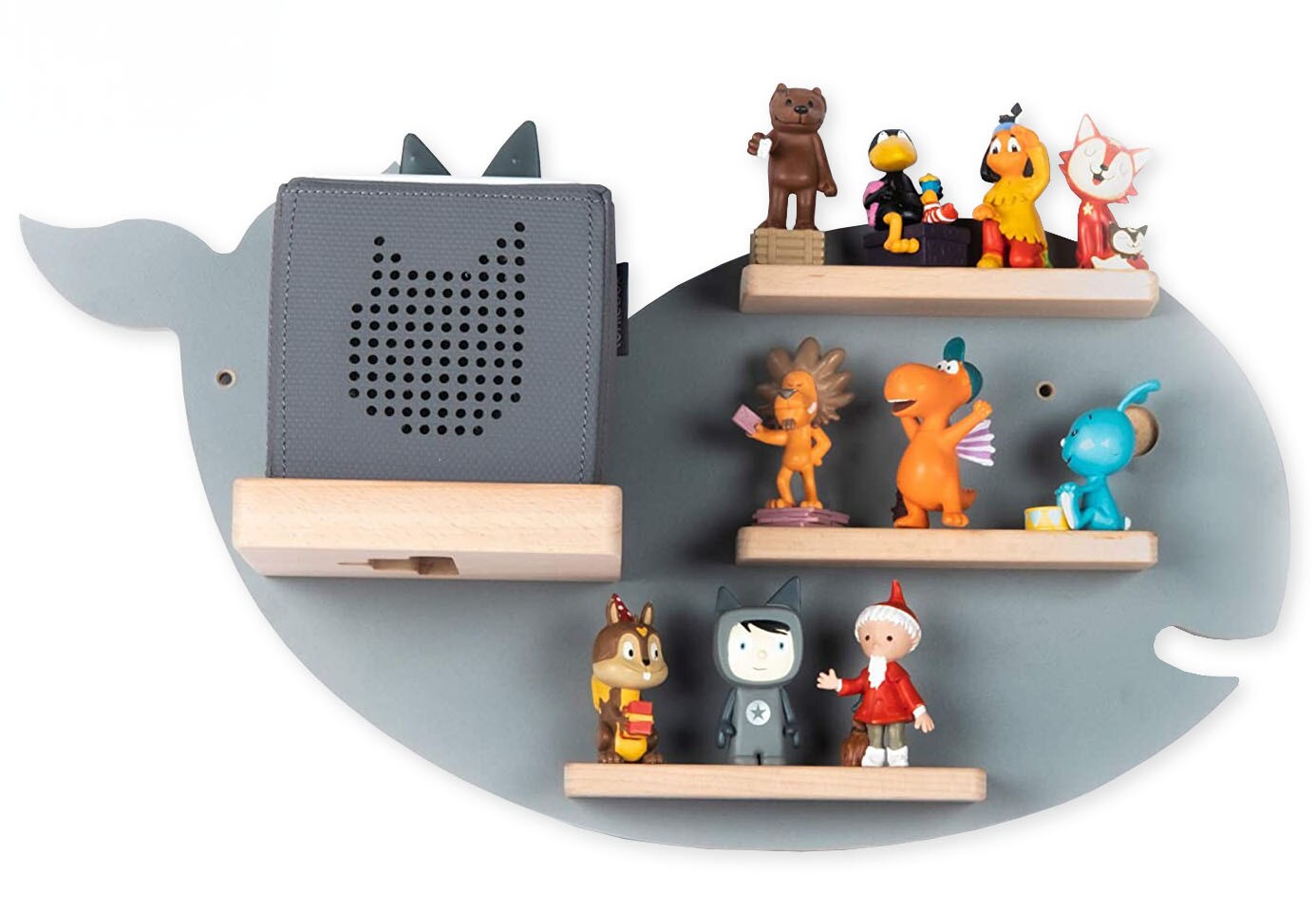 BOARTI Kinderregal Wal   hängend für Toniebox und Tonie Figuren   Regal   Maße: H. 29 x B. 51 x T. 19 cm   Wandregal für Musikbox und Figuren Aufbewahrung mit Magneteinsätzen   Aufbewahrungsregal Holz | 04260641120536
