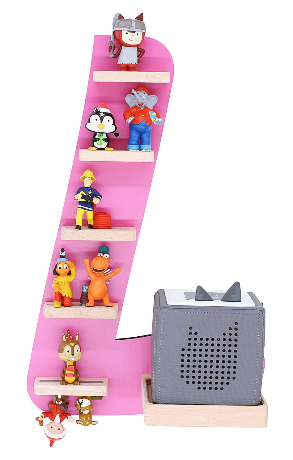 BOARTI Kinderregal Buchstabe L | h&auml;ngend f&uuml;r Toniebox und Tonie Figuren | platzsparendes Regal | H. 47 x B. 32 x T. 19 | Wandregal Musikbox und Figuren Aufbewahrung Magneteins&auml;tzen | Aufbewahrungsregal Holz - Bild 1