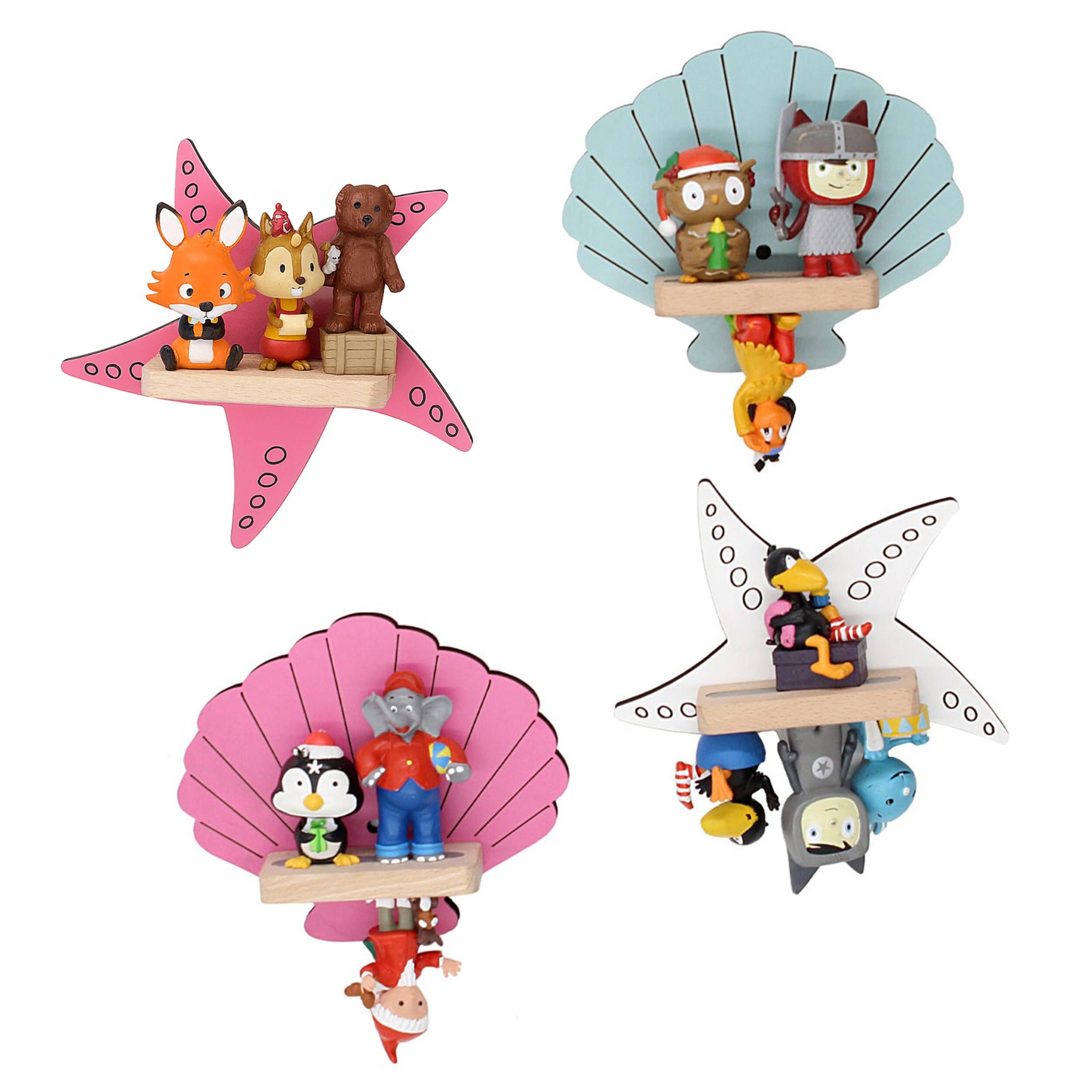 BOARTI Kinderregal Muschel | h&auml;ngend f&uuml;r Toniebox und Tonie Figuren | platzsparendes Regal | H. 31 x B. 34 x T. 19 cm | Wandregal Musikbox und Figuren Aufbewahrung Magneteins&auml;tzen | Aufbewahrungsregal Holz - Bild 1