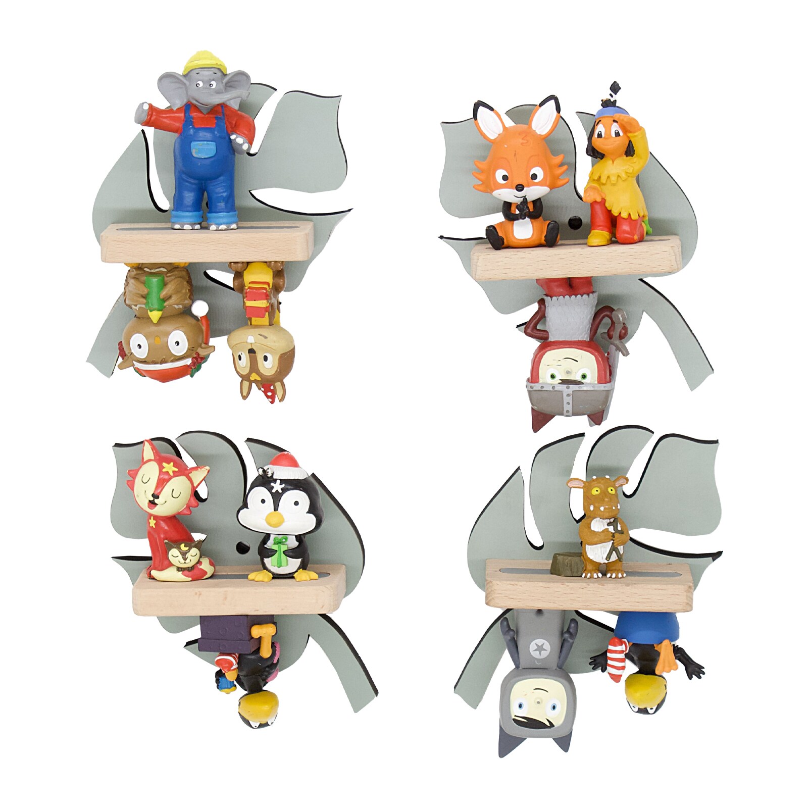 BOARTI Kinderregal Wald Bl&auml;tter | h&auml;ngend f&uuml;r Tonie Figuren | platzsparendes Regal | Ma&szlig;e: H. 22 x B. 34 x T. 19 cm | Wandregal f&uuml;r Figuren Aufbewahrung mit Magneteins&auml;tzen | Aufbewahrungsregal Holz - Bild 1