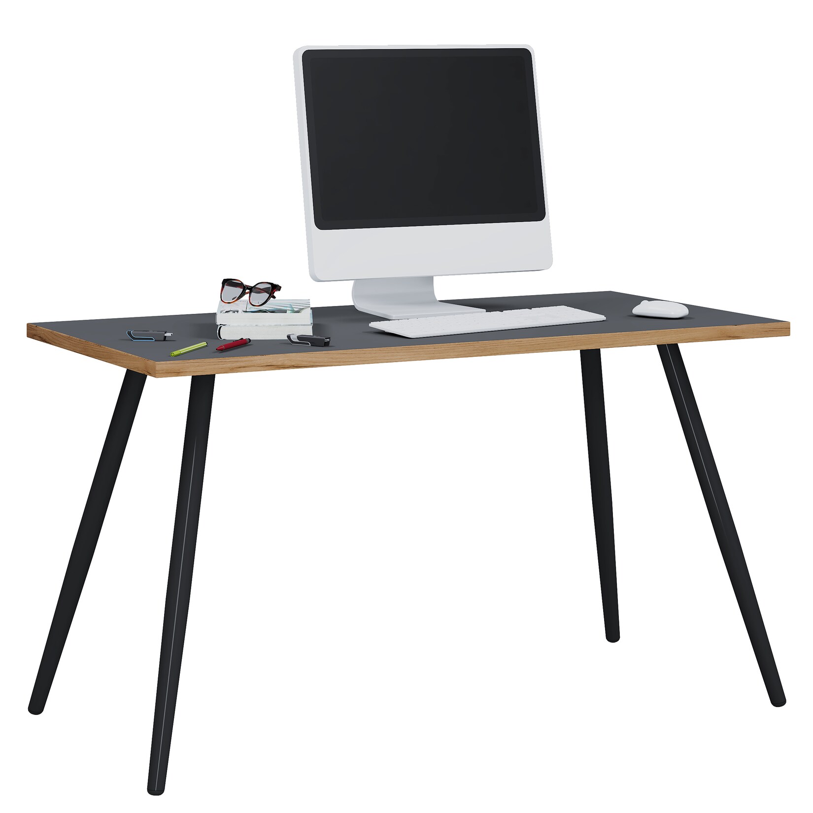 VCM Schreibtisch Computertisch Bürotisch Skandanivischer Retro Look Salia 110x50 cm