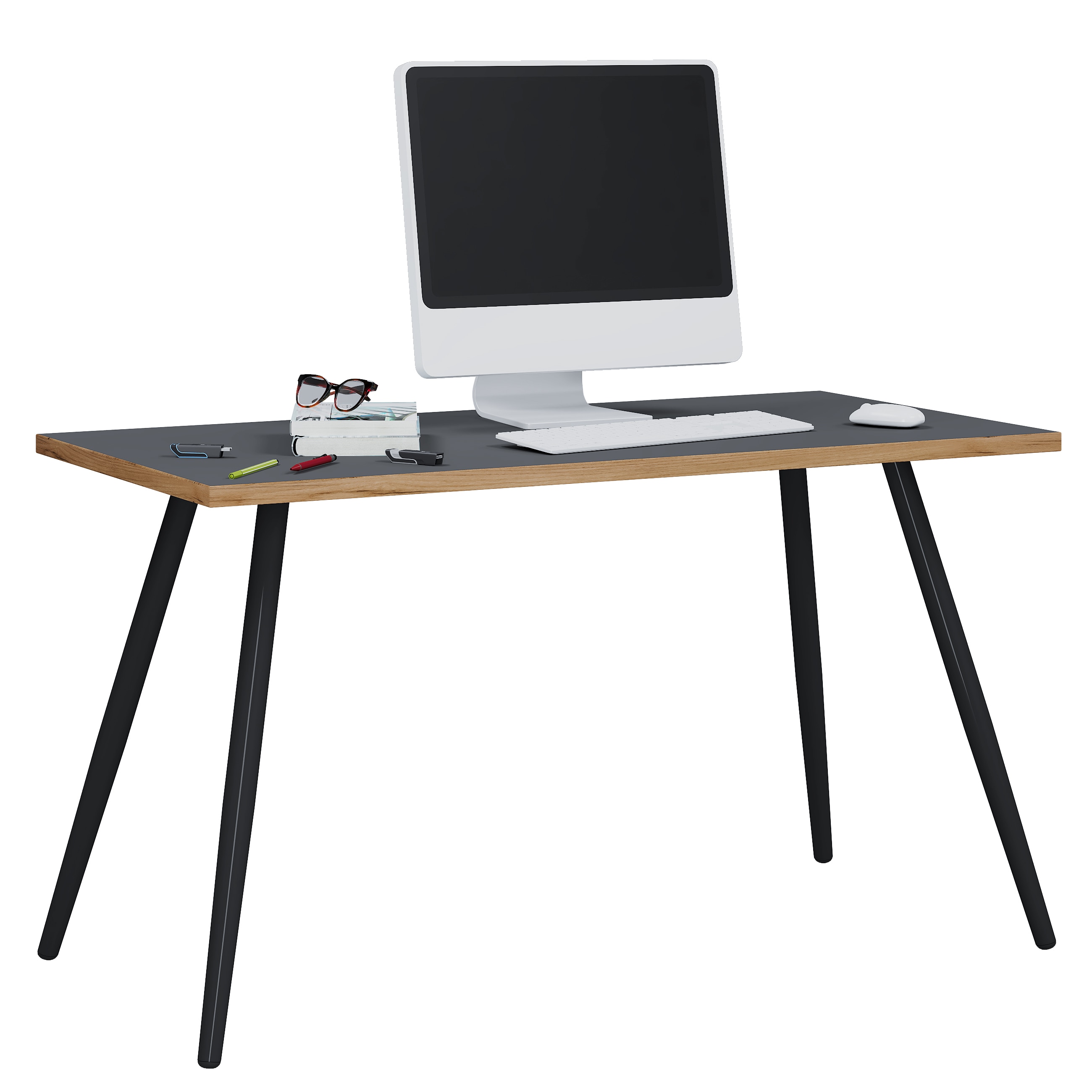 VCM Schreibtisch Computertisch B&uuml;rotisch Skandanivischer Retro Look Salia 138x50 cm - Bild 1