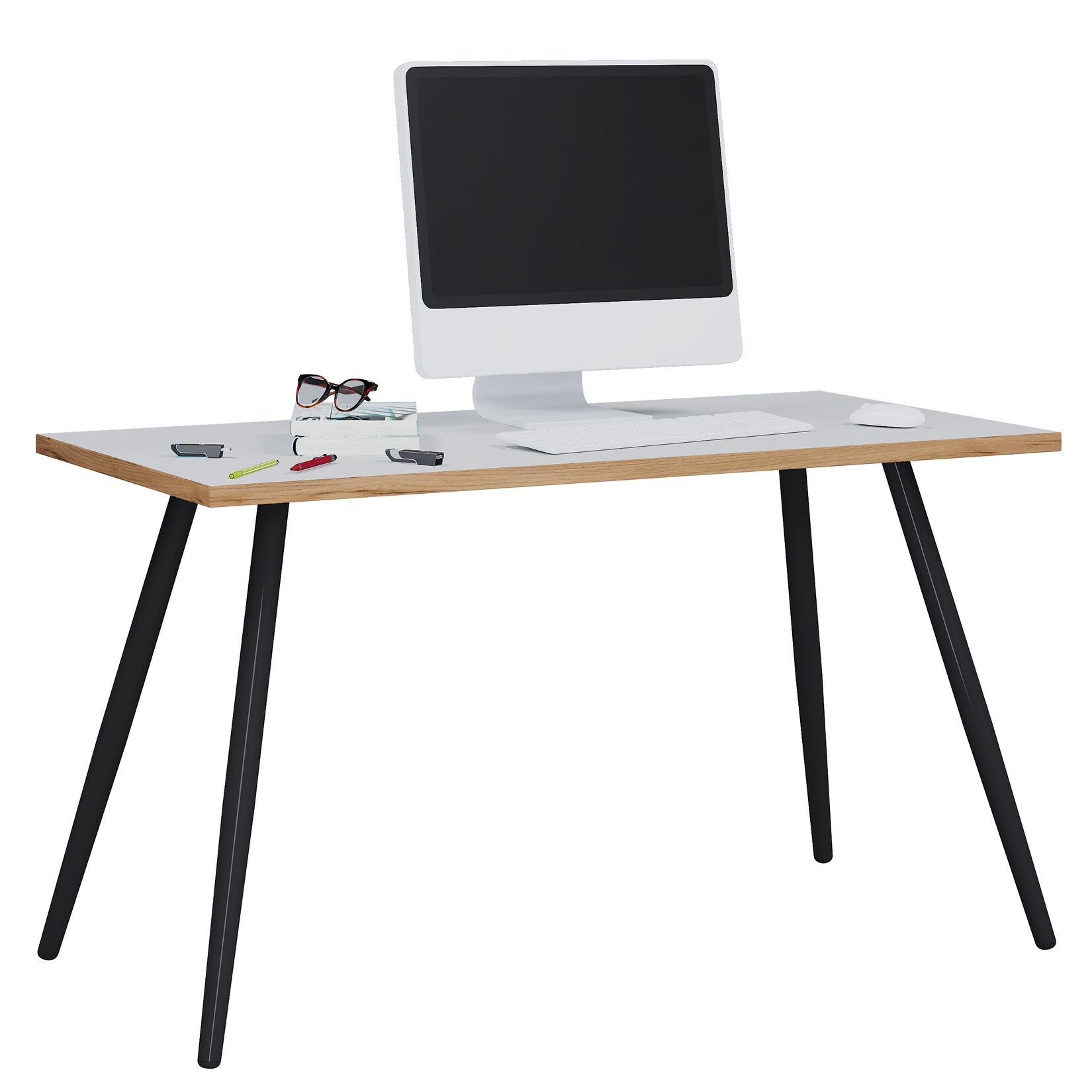 VCM Schreibtisch Computertisch Bürotisch Skandanivischer Retro Look Salia 138x80 cm