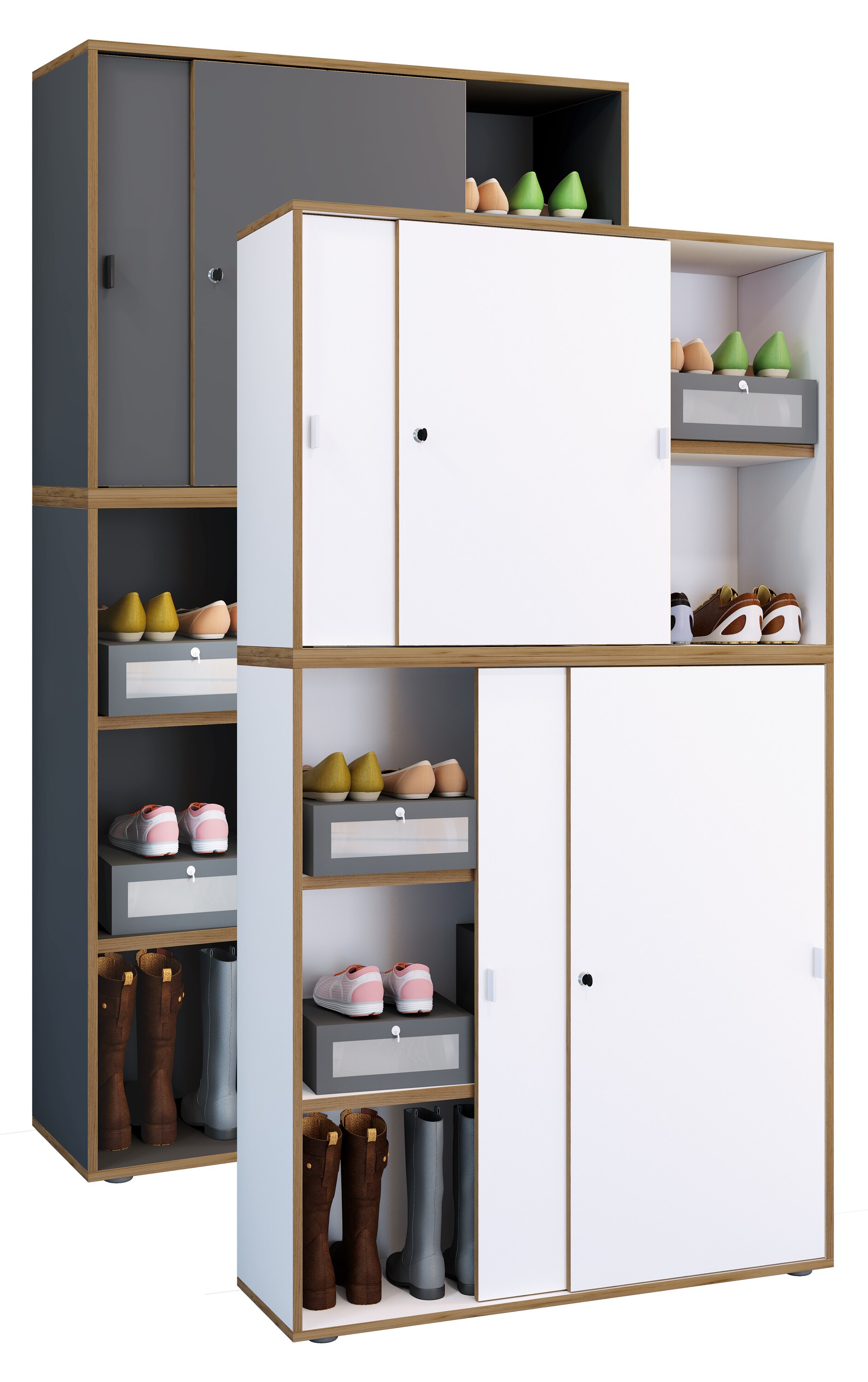 VCM Holz B&uuml;roschrank Ordner Aktenschrank B&uuml;rom&ouml;bel Schrank Salia 5-fach Breite 100 cm Schiebet&uuml;ren - Bild 1