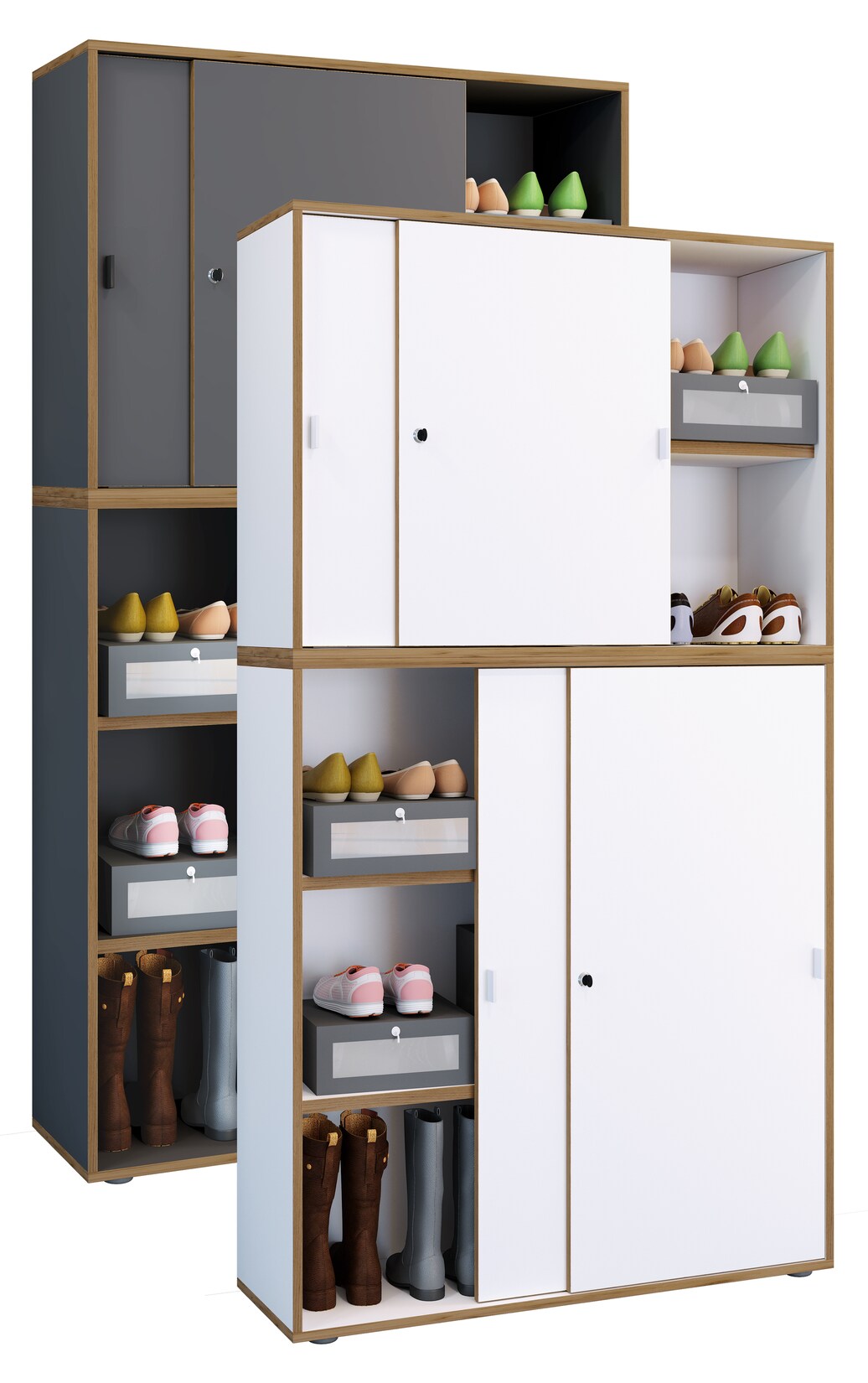 VCM Holz Büroschrank Ordner Aktenschrank Büromöbel Schrank Salia 5-fach Breite 100 cm Schiebetüren