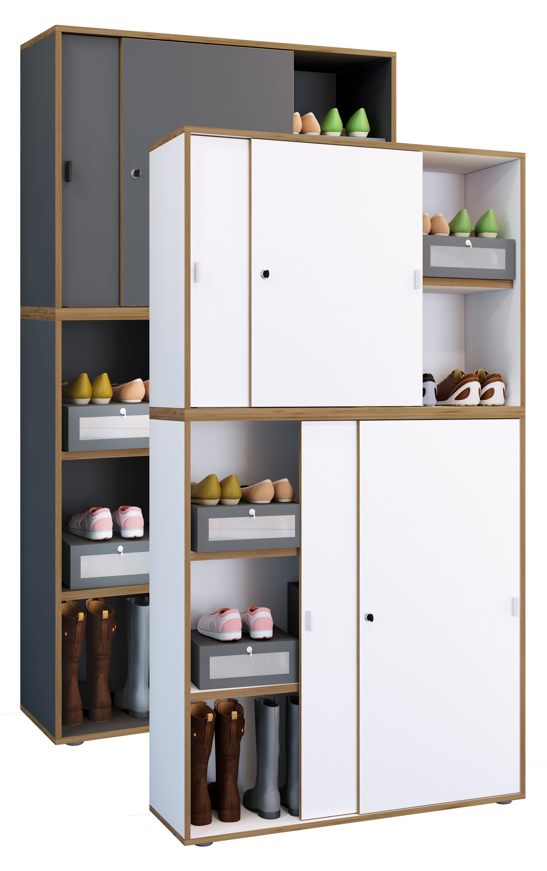 VCM Holz B&uuml;roschrank Ordner Aktenschrank B&uuml;rom&ouml;bel Schrank Salia 5-fach Breite 100 cm Schiebet&uuml;ren - Bild 1