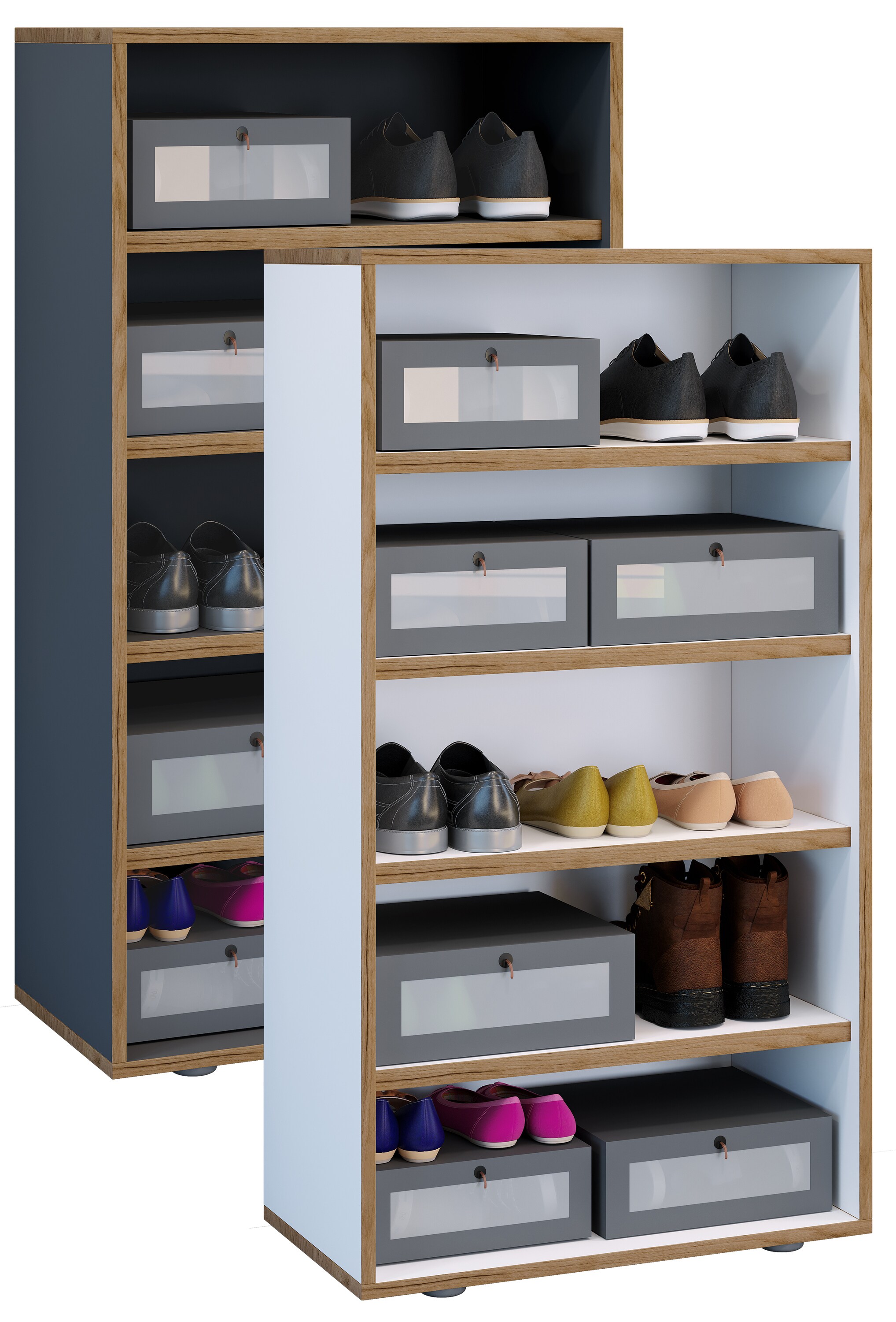 VCM Holz Schuhregal | Ma&szlig;e ca. H. 110 x B. 60 x T. 33 cm | Schuhkommode mit 5 F&auml;cher | Schuhschrank -  Salia 5fach B. 60 cm - Bild 1