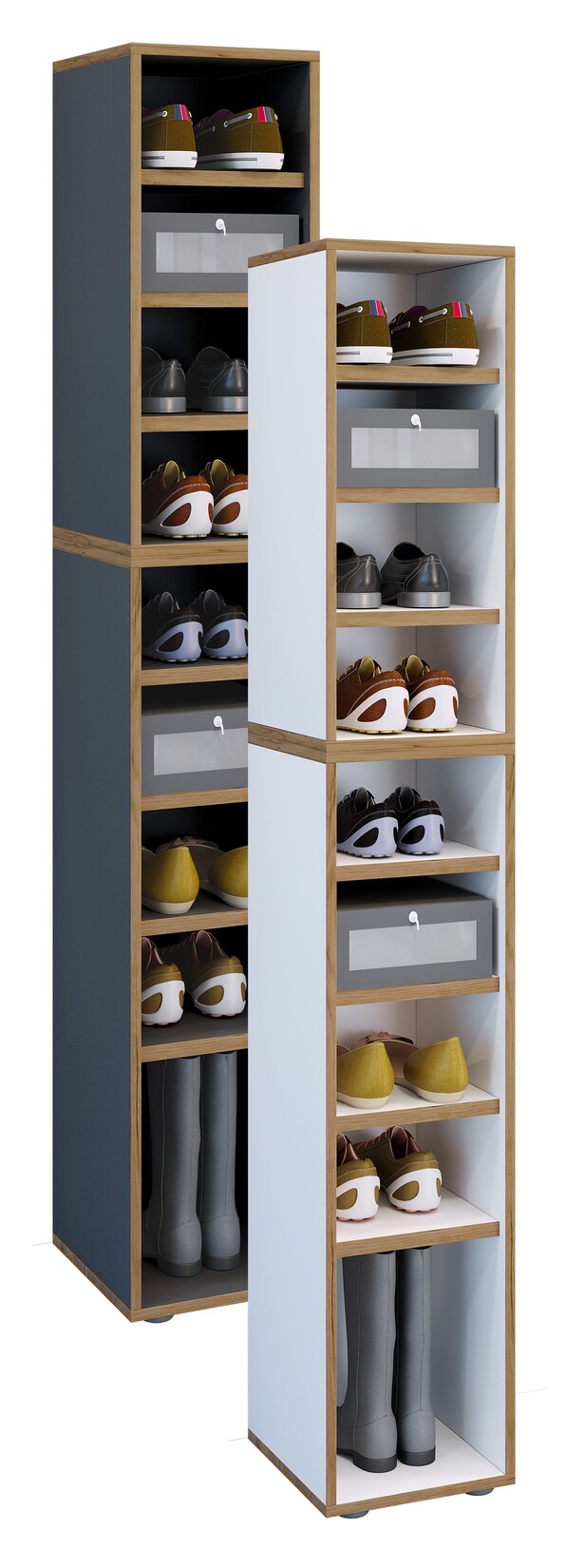 VCM Holz Schuhregal Maße ca. H. 183 x B. 30 x T. 33 cm Schuhkommode mit 9 Fächer Schuhschrank - Salia 9fach B. 30 cm