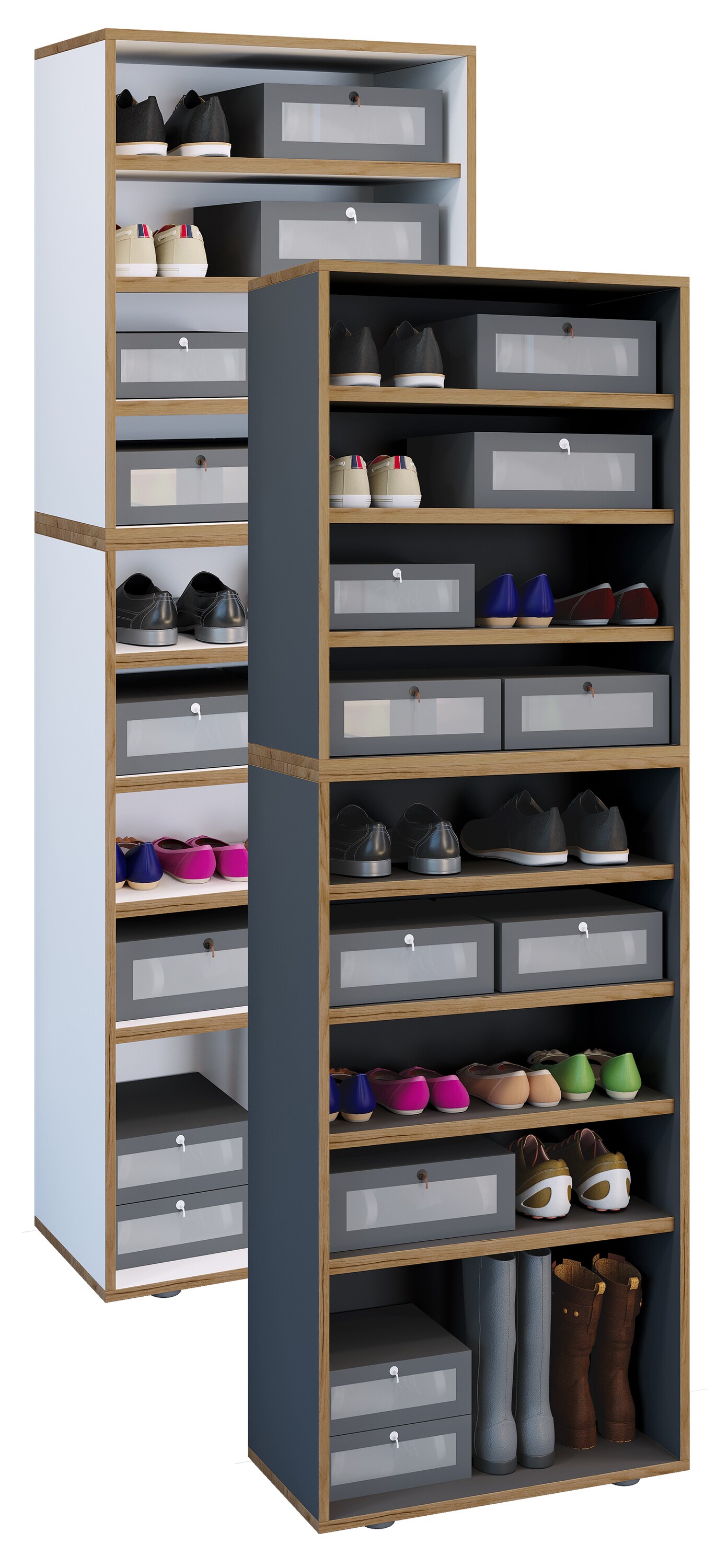 VCM Holz Schuhregal | Ma&szlig;e ca. H. 183 x B. 60 x T. 33 cm | Schuhkommode mit 9 F&auml;cher | Schuhschrank - Salia 9fach B. 60 cm - Bild 1