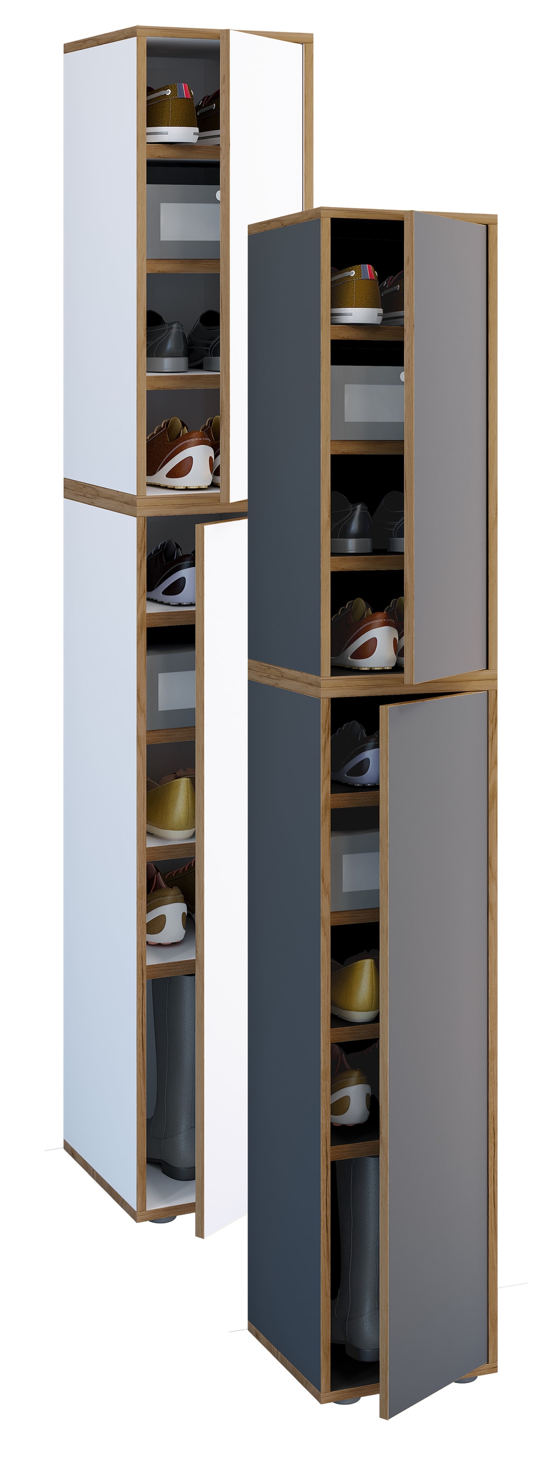 VCM Holz-Schuhschrank | Ma&szlig;e: B. 30 x H. 183 x T. 33 cm | Allzweckschrank | 9 F&auml;cher | 2 Dreht&uuml;ren - Salia Breite 30 cm - Bild 1