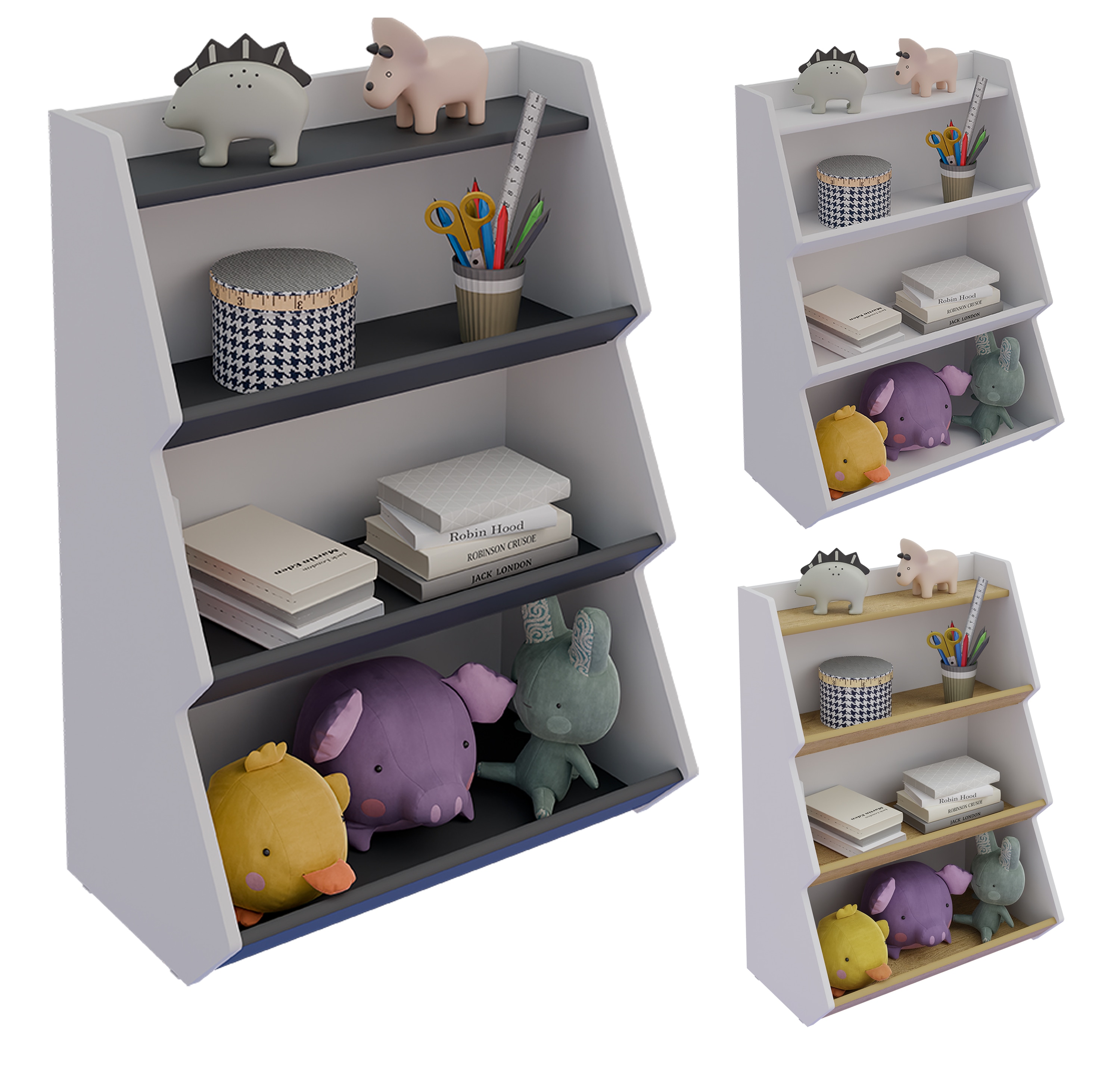 VCM Holzregal stehend | platzsparendes Kinder Haus Regal | Ma&szlig;e: H. 160 x B. 103 x T. 23 cm | Aufbewahrungsregal | B&uuml;cherregal | Standregal &ndash; Malusa - Bild 1