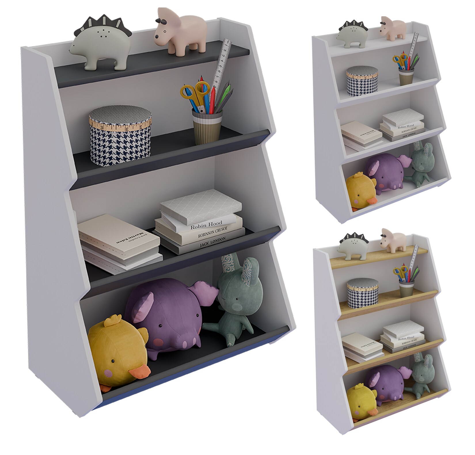 VCM Holzregal stehend   platzsparendes Kinder Regal   Maße: H. 89 x B. 63 x T. 35 cm   Elegantes Regal   Aufbewahrungsregal   Bücherregal   Standregal – Italu | 04051814446733