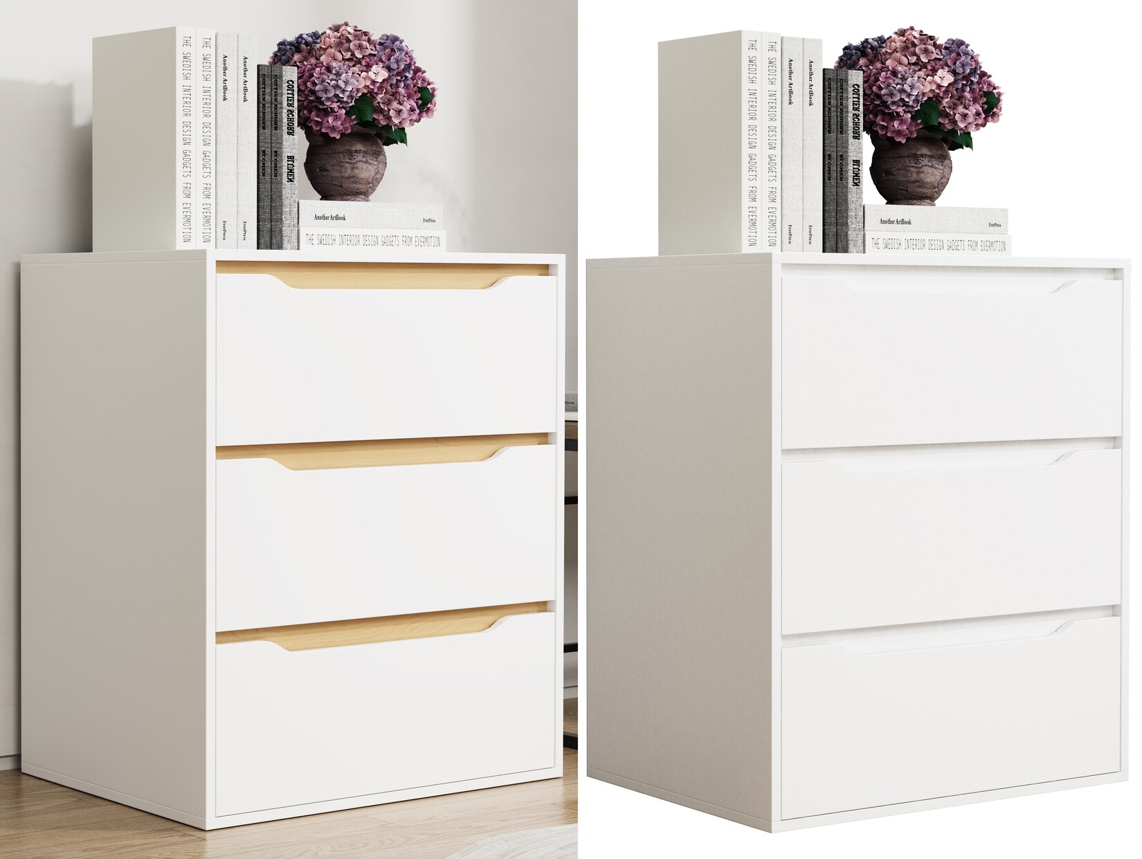 VCM Holz Kommode Sideboard mit Schubladen Nachttisch Maße ca. H. 78 x B. 65 x T. 48 cm - Malira L
