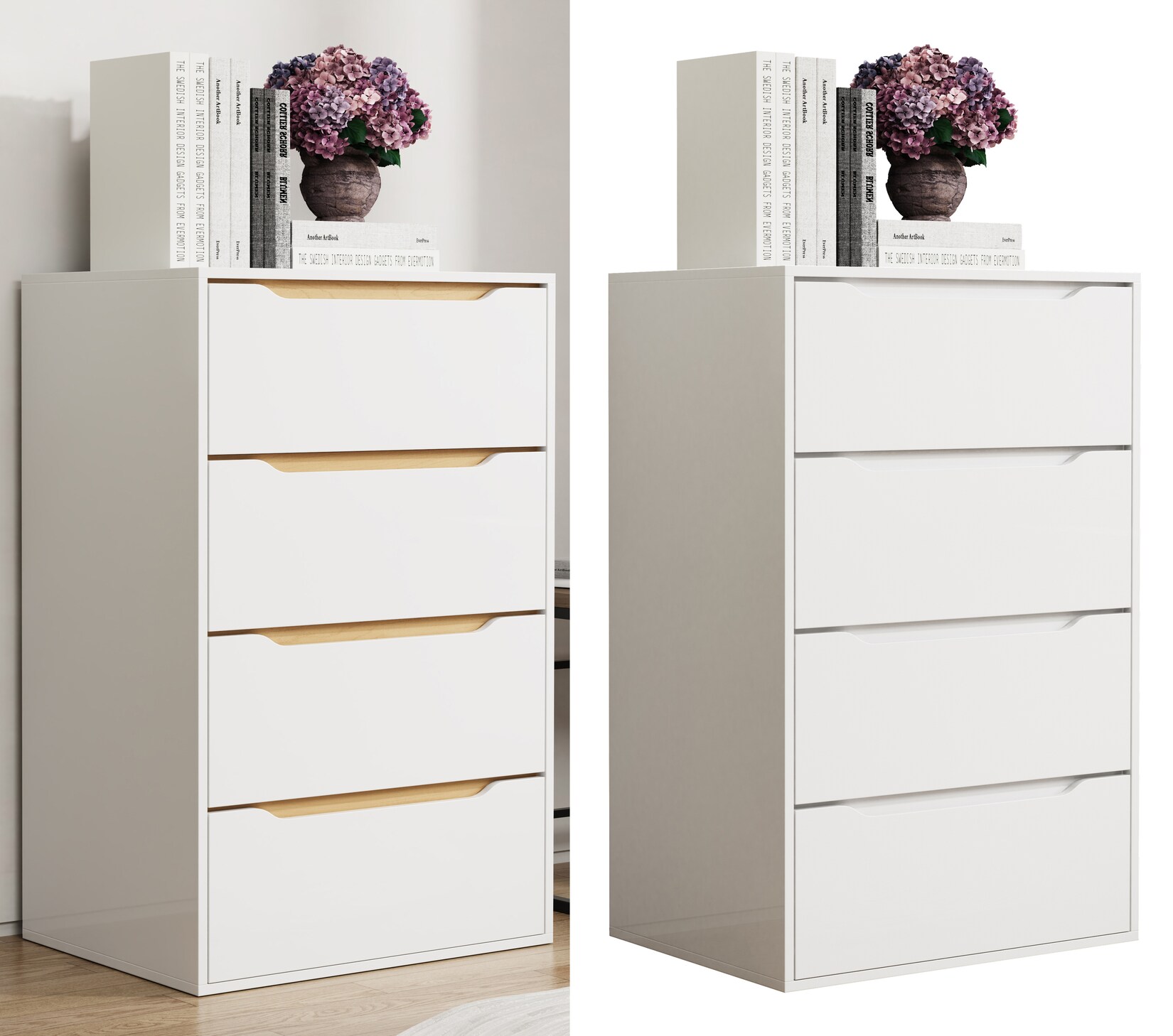 VCM Holz Kommode Sideboard mit Schubladen Nachttisch Maße ca. H. 102 x B. 65 x T. 48 cm - Malira XL