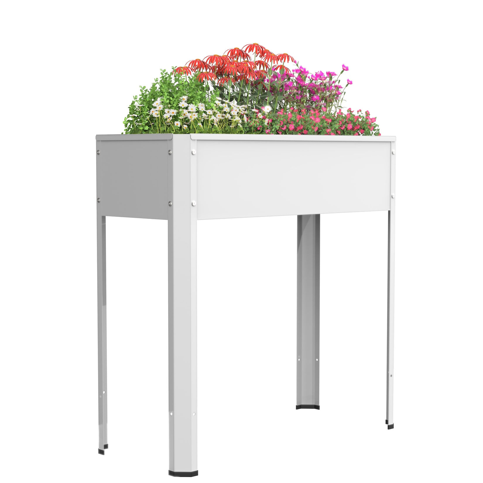 VCM Metall Hochbeet 80x35x80 cm, stehender Pflanzkasten für Balkon Terrasse Garten, Blumenkasten, Balora L