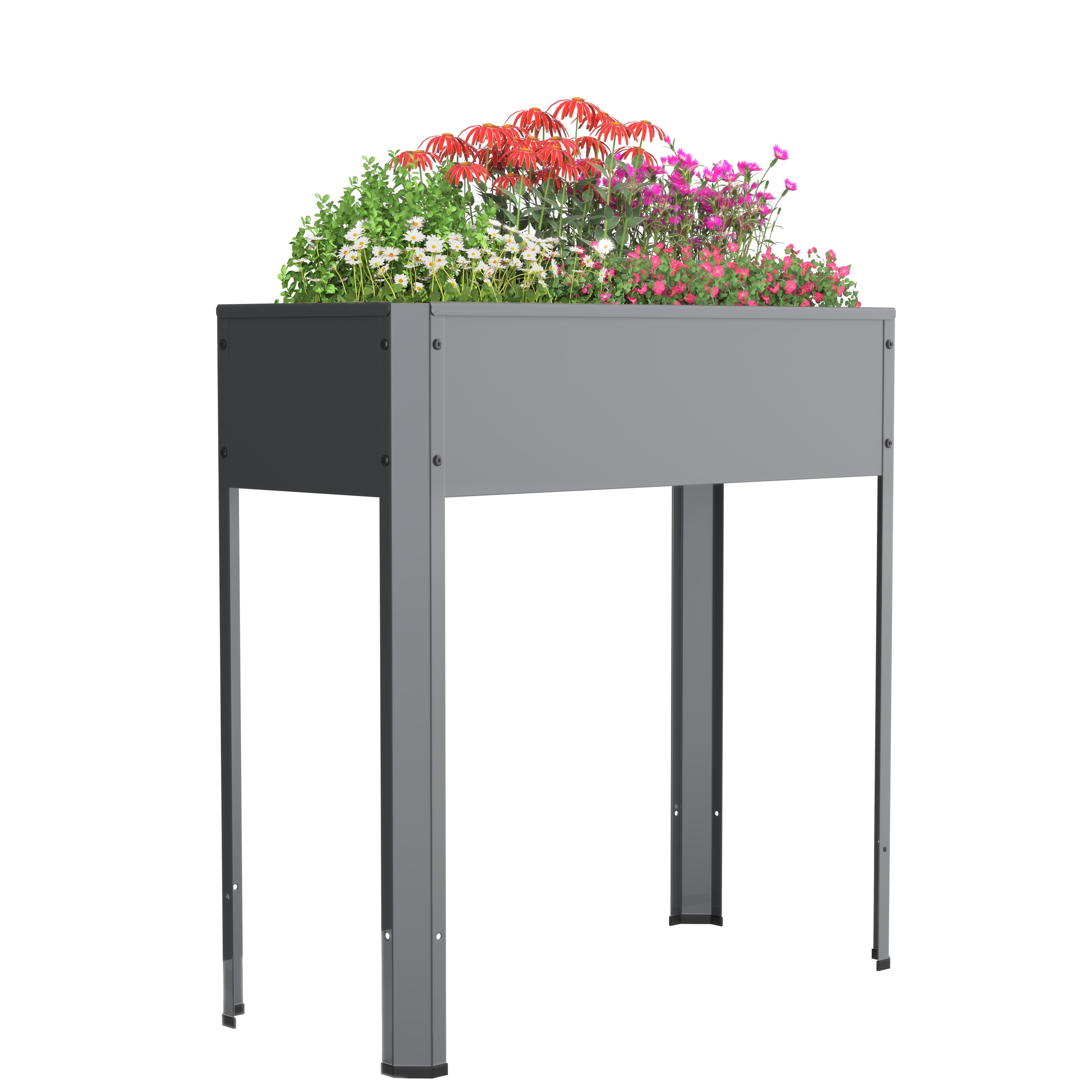 VCM Metall Hochbeet 80x35x80 cm, stehender Pflanzkasten f&uuml;r Balkon Terrasse Garten, Blumenkasten, Balora L - Bild 1
