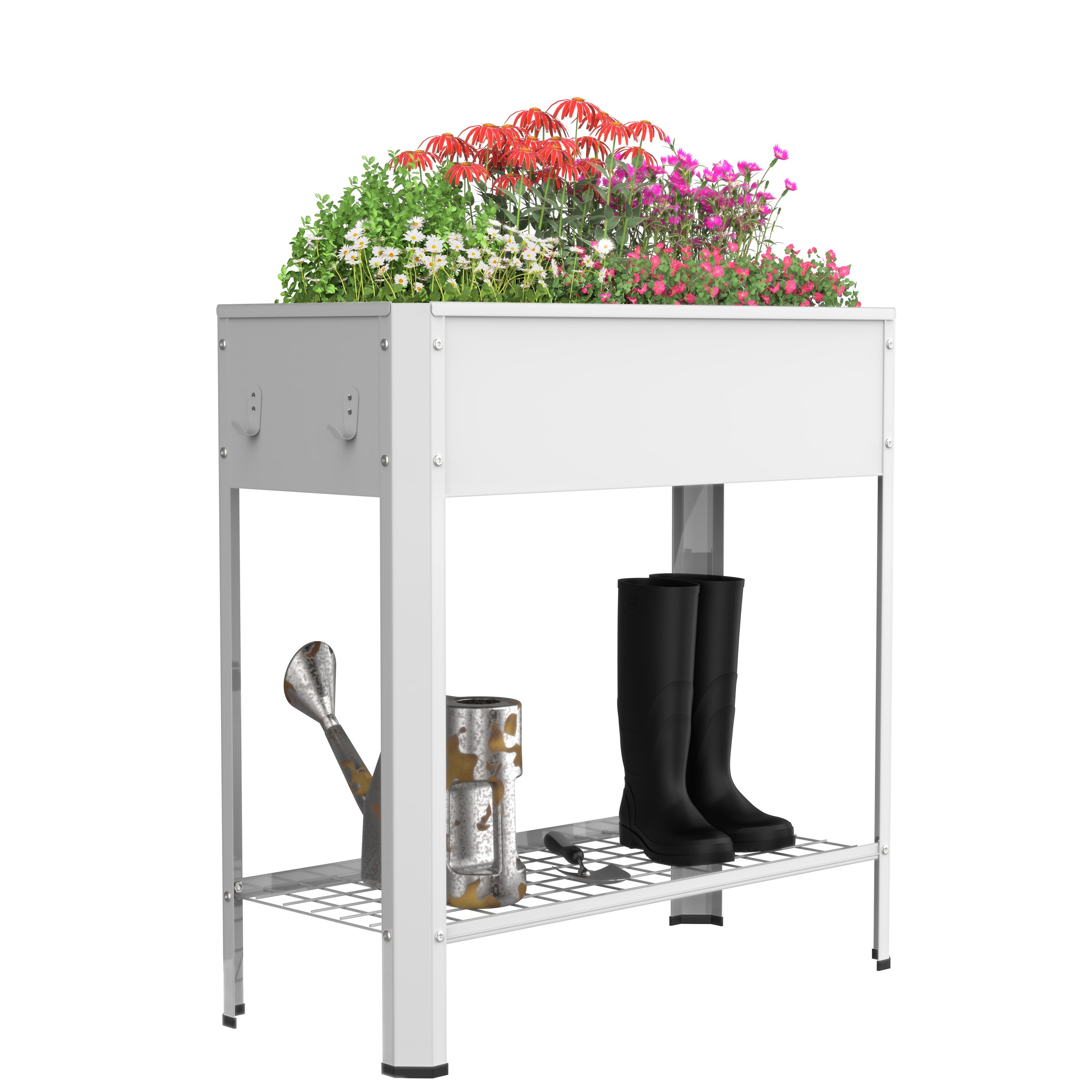 VCM Metall Hochbeet mit Ablageboden rechteckig | stehender Pflanzkasten | Blumenkasten f&uuml;r Garten Terrasse Balkon | Blumentopf H. 88 x B. 80 x. T. 35 cm | Balora XL - Bild 1