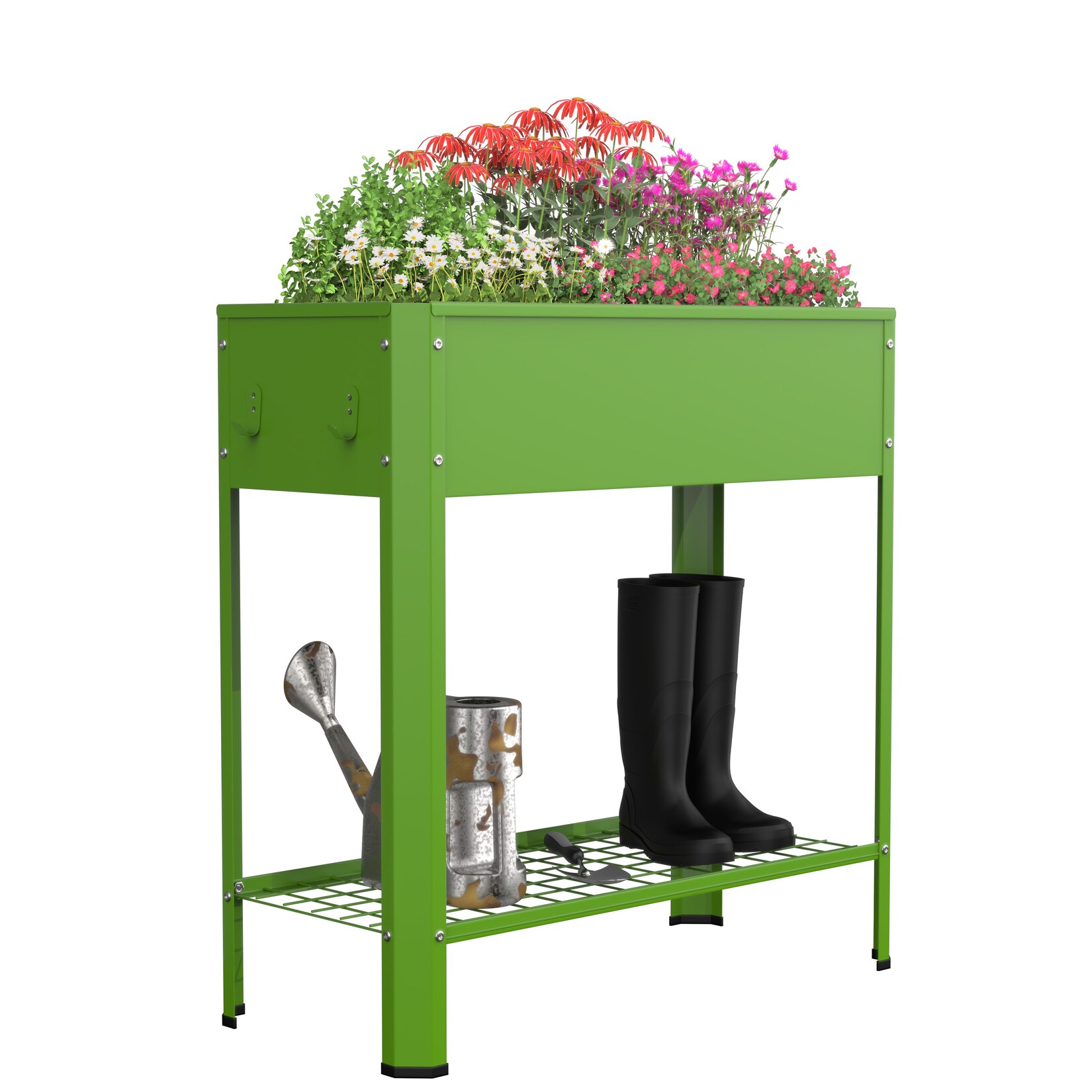 VCM Metall Hochbeet mit Ablage 80x35x80 cm, stehender Pflanzkasten für Balkon Terrasse Garten, Blumenkasten auf Beinen, Balora XL