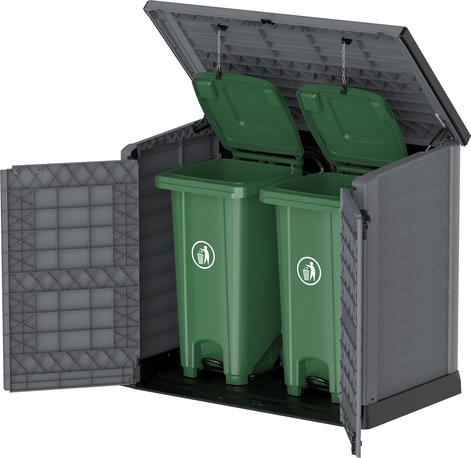 VCM StoreAway Aufbewahrungsbox Gartenhaus 2er Mülltonnenbox 1200 l, 145 x 125 x 83 cm, Kunststoff