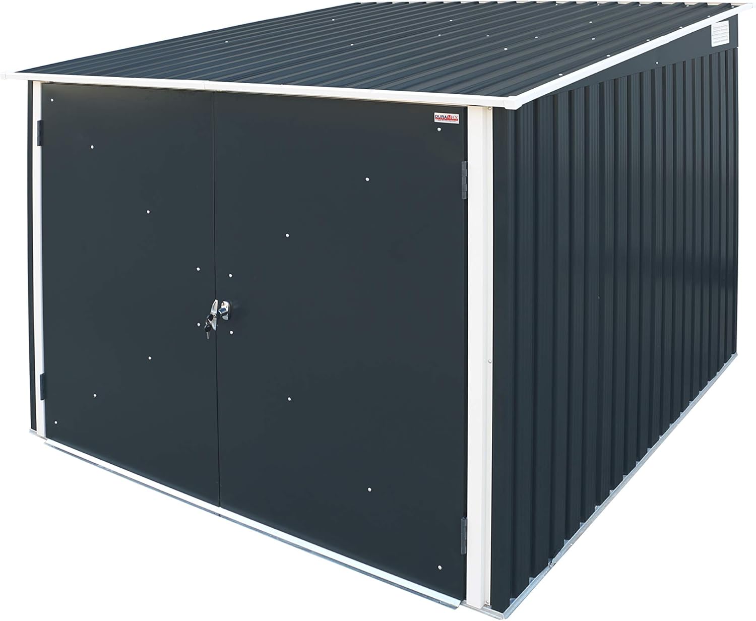 Duramax Metall Fahrradschuppen | f&uuml;r 4 Fahrr&auml;der | Fahrradgarage mit 4x verstellbaren Fahrradschienen & breiten | H. 203 x B. 163 x T. 202 cm | abschlie&szlig;baren Doppelt&uuml;ren | Fahrradbox - Bild 1