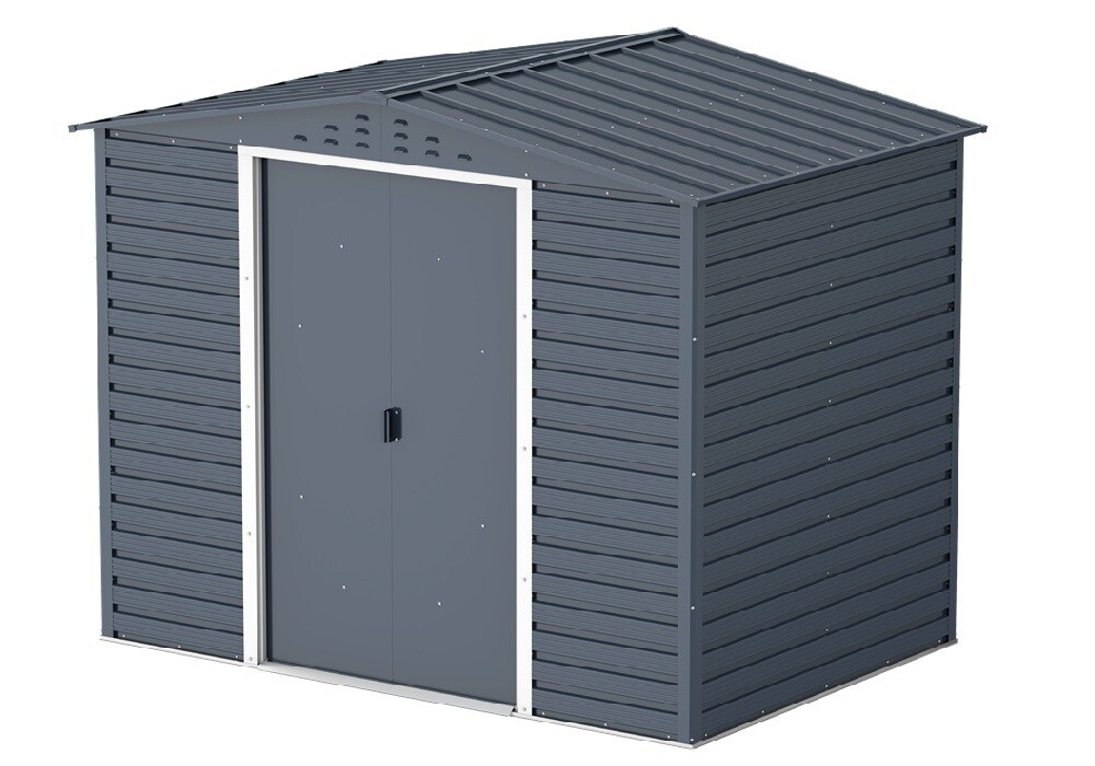 Duramax Metall Gartenhaus 243×161 Geräteschuppen Garten Gerätehaus Schiebetüren, H. 209 x B. 261 x T. 183 cm | 06388018015105