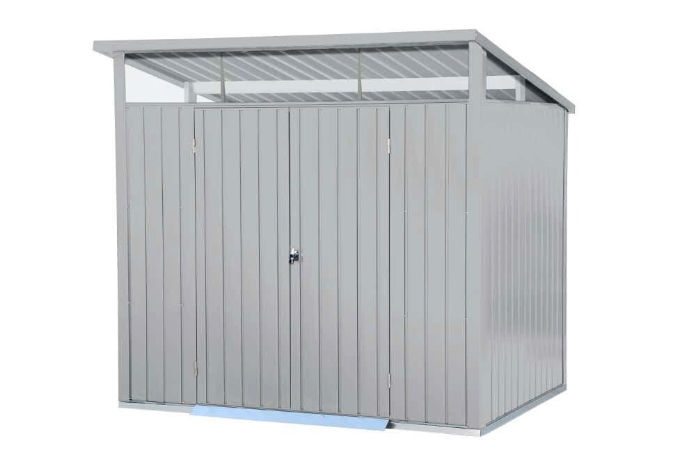 VCM Metall Gartenhaus 249x231 Geräteschuppen Garten Gerätehaus Flügeltür, H. 203 x B. 249 x T. 231 cm, Metall