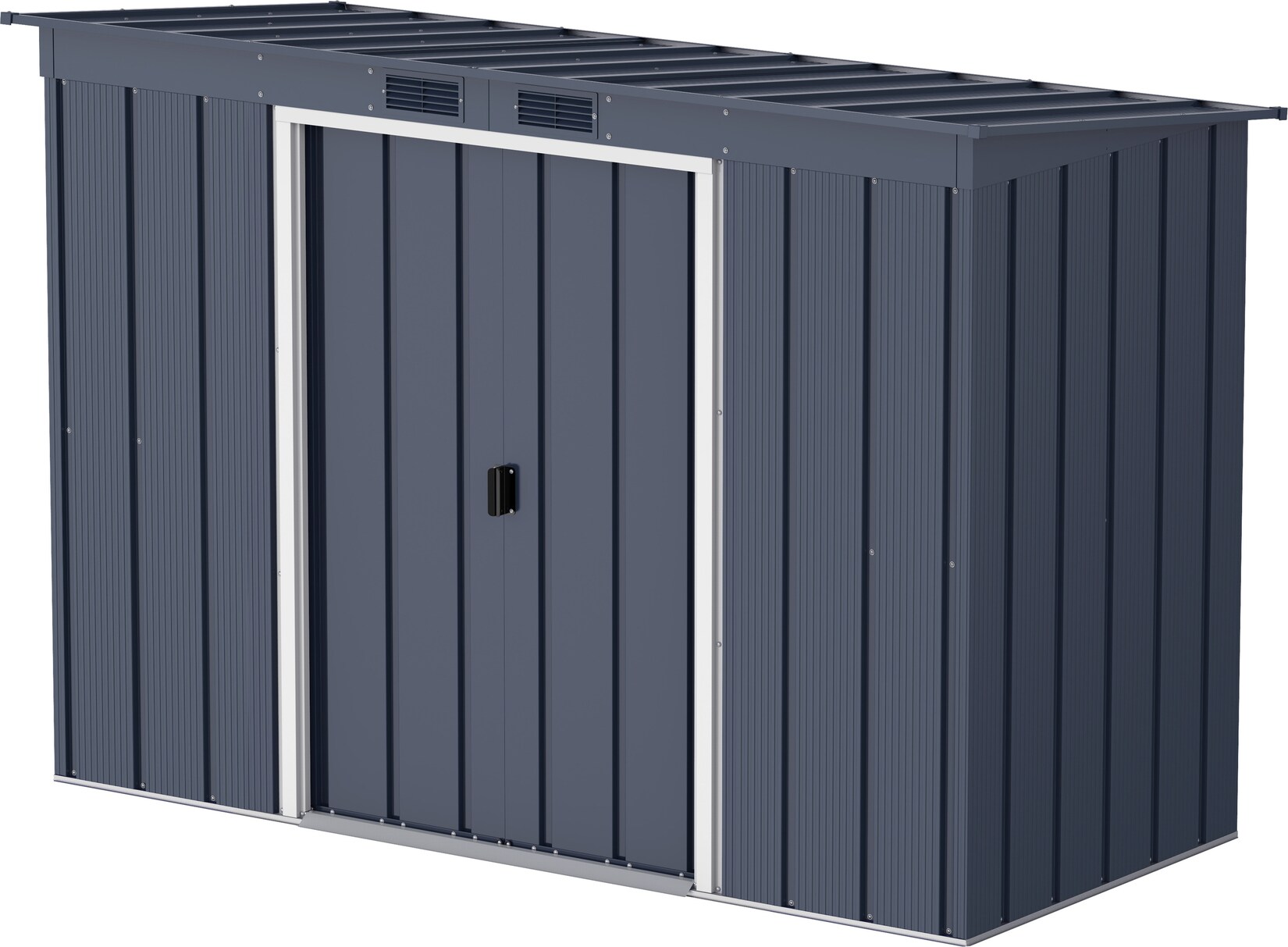 Duramax Metall Gartenhaus 263×113 Geräteschuppen Garten Gerätehaus Schiebetür, H. 181 x B. 263 x T. 113 cm, Metall | 00638801500261