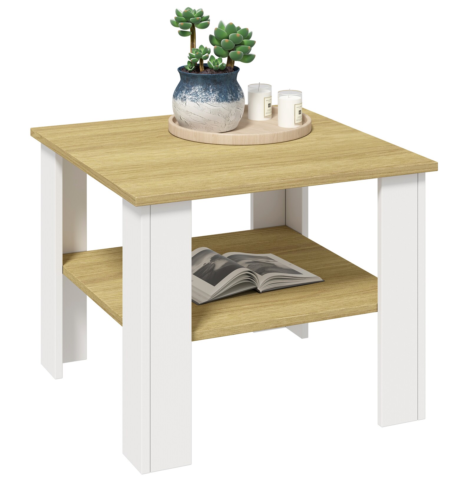 VCM Holz Beistelltisch / Couchtisch schlicht / Maße ca. H. 44 x B. 55 x T. 55 cm / quadratischer Wohnzimmertisch / Sofatisch - Disalo