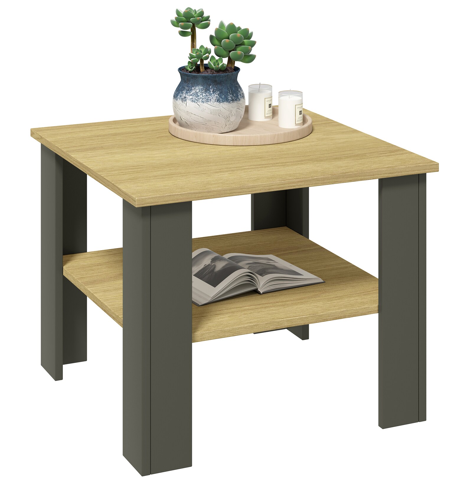 VCM Holz Beistelltisch / Couchtisch schlicht / Maße ca. H. 44 x B. 55 x T. 55 cm / quadratischer Wohnzimmertisch / Sofatisch – Disalo | 04051814447860