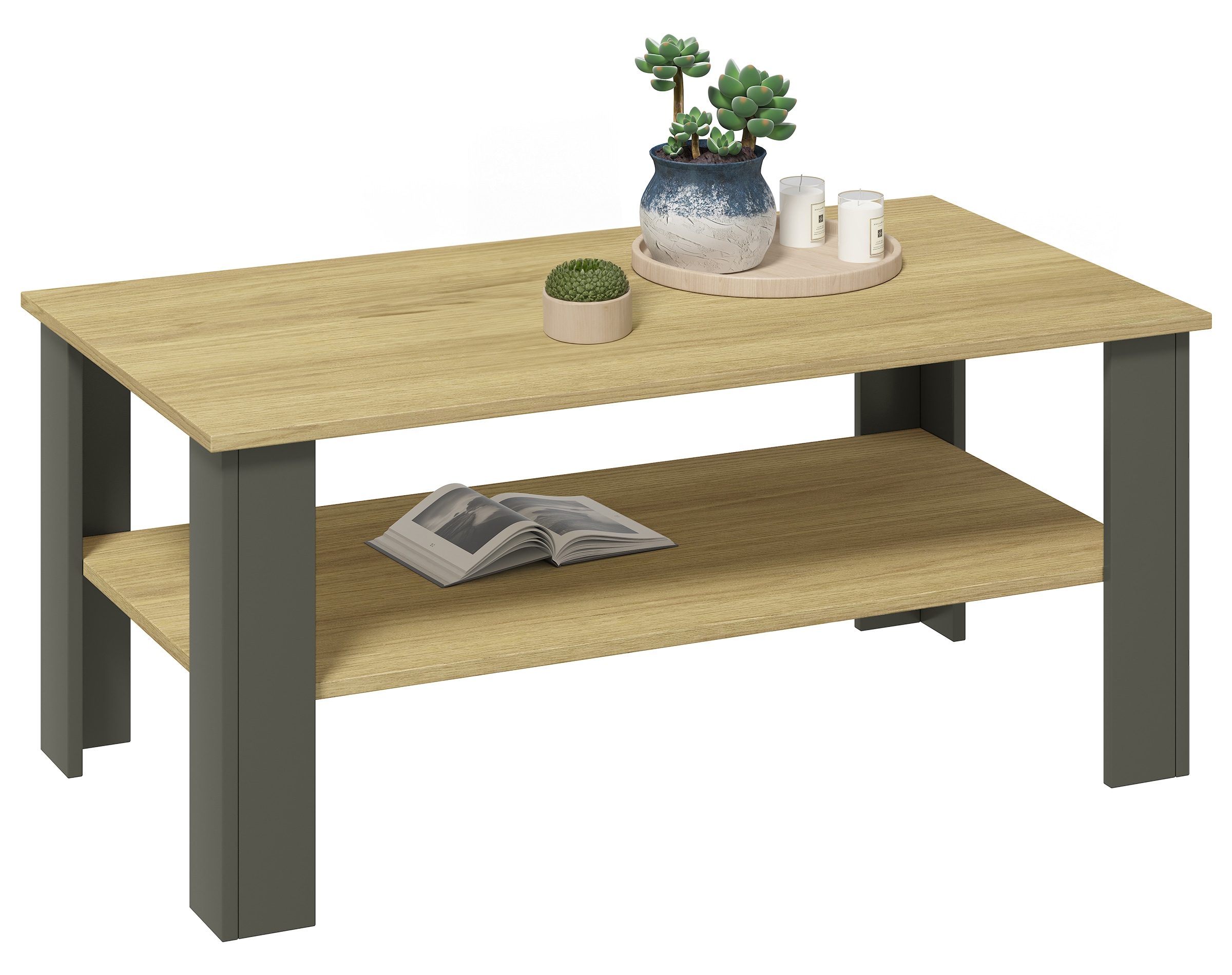 VCM Holz Beistelltisch, Couchtisch schlicht, Ma&szlig;e ca. H. 44 x B. 100 x T. 55 cm, Wohnzimmertisch, Sofatisch - Disalo - Bild 1