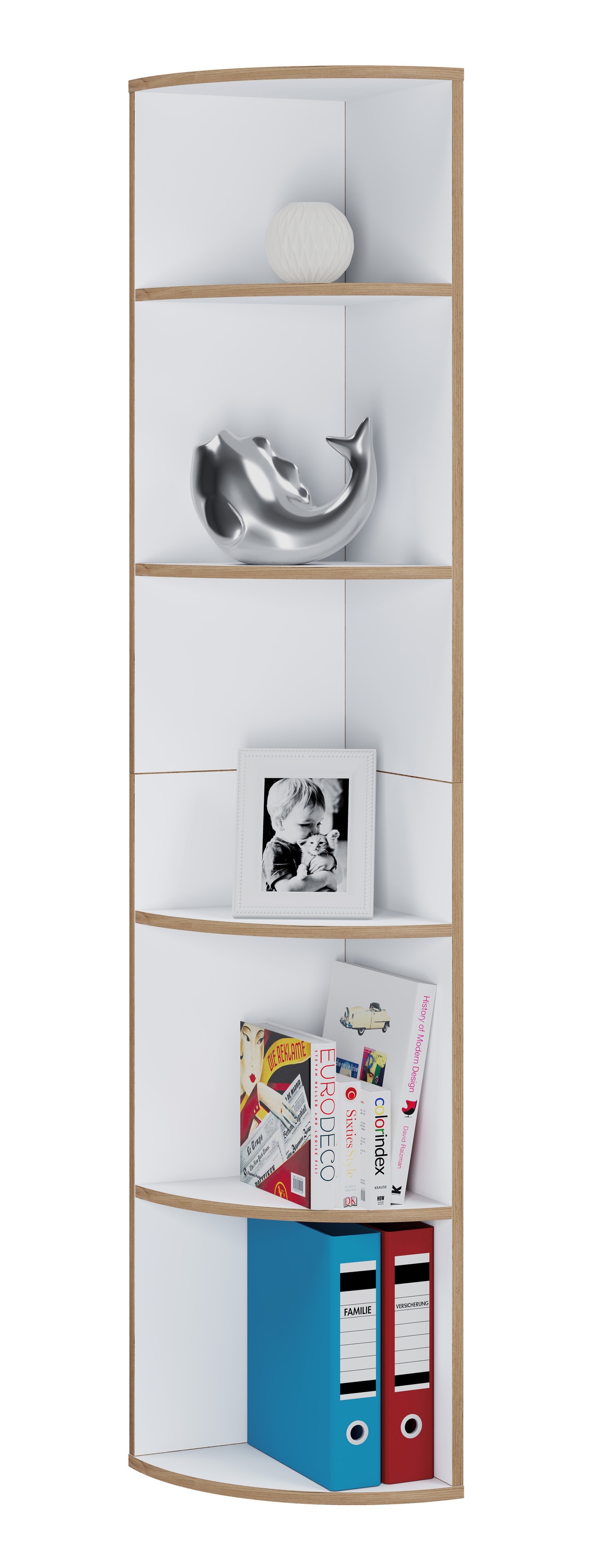 VCM Holzregal stehend | platzsparendes Eckregal | Ma&szlig;e B&uuml;cherregal ca. H. 183 x B. 33 x T. 33 cm | elegantes Regal | B&uuml;roregal &ndash; Salia 5fach - Bild 1