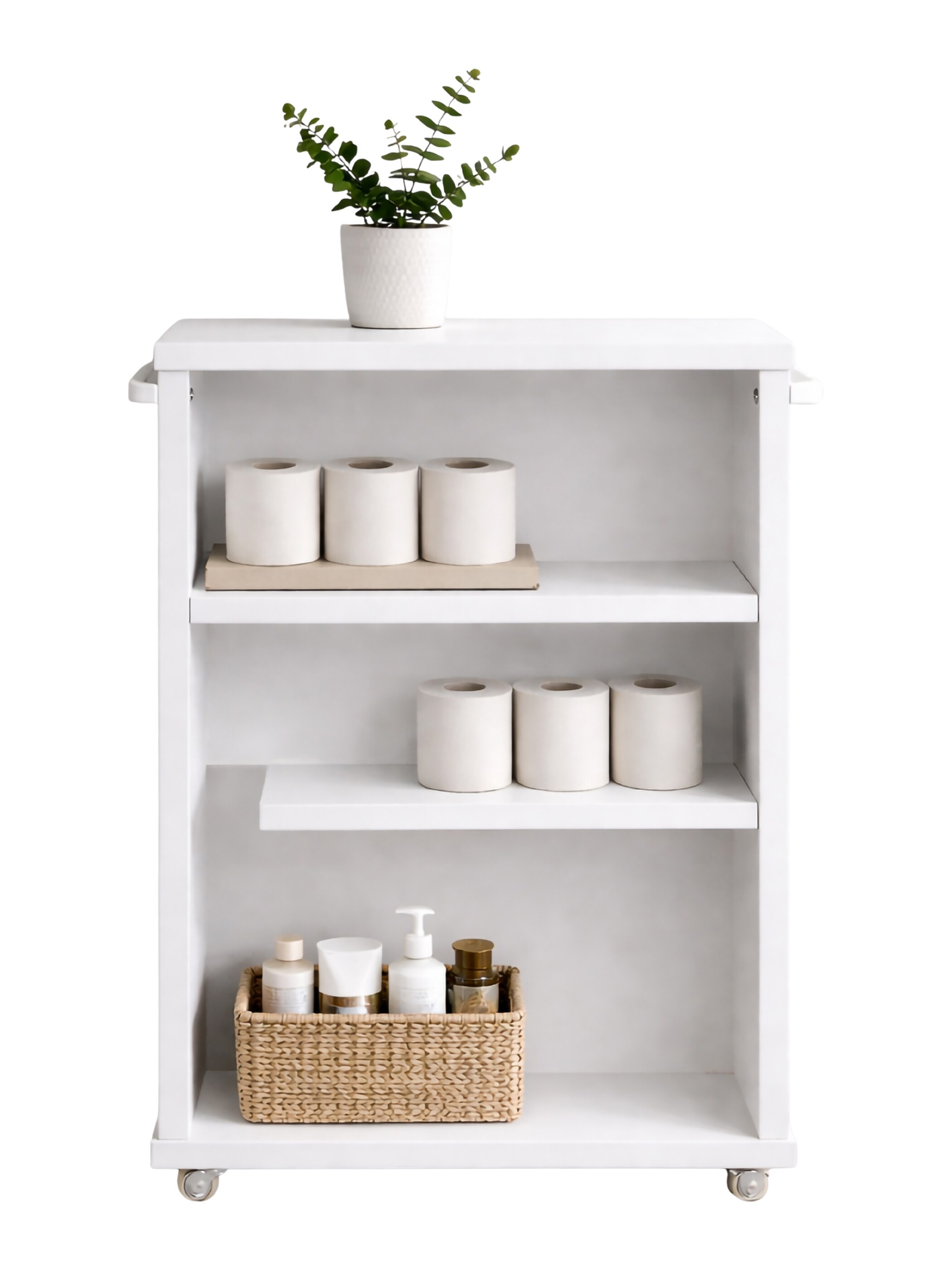 VCM Midischrank, schmaler Badschrank mit offenen F&auml;chern, platzsparendes Nischenregal mit Rollen, 61 x 20 x 45 cm, Nilari - Bild 1